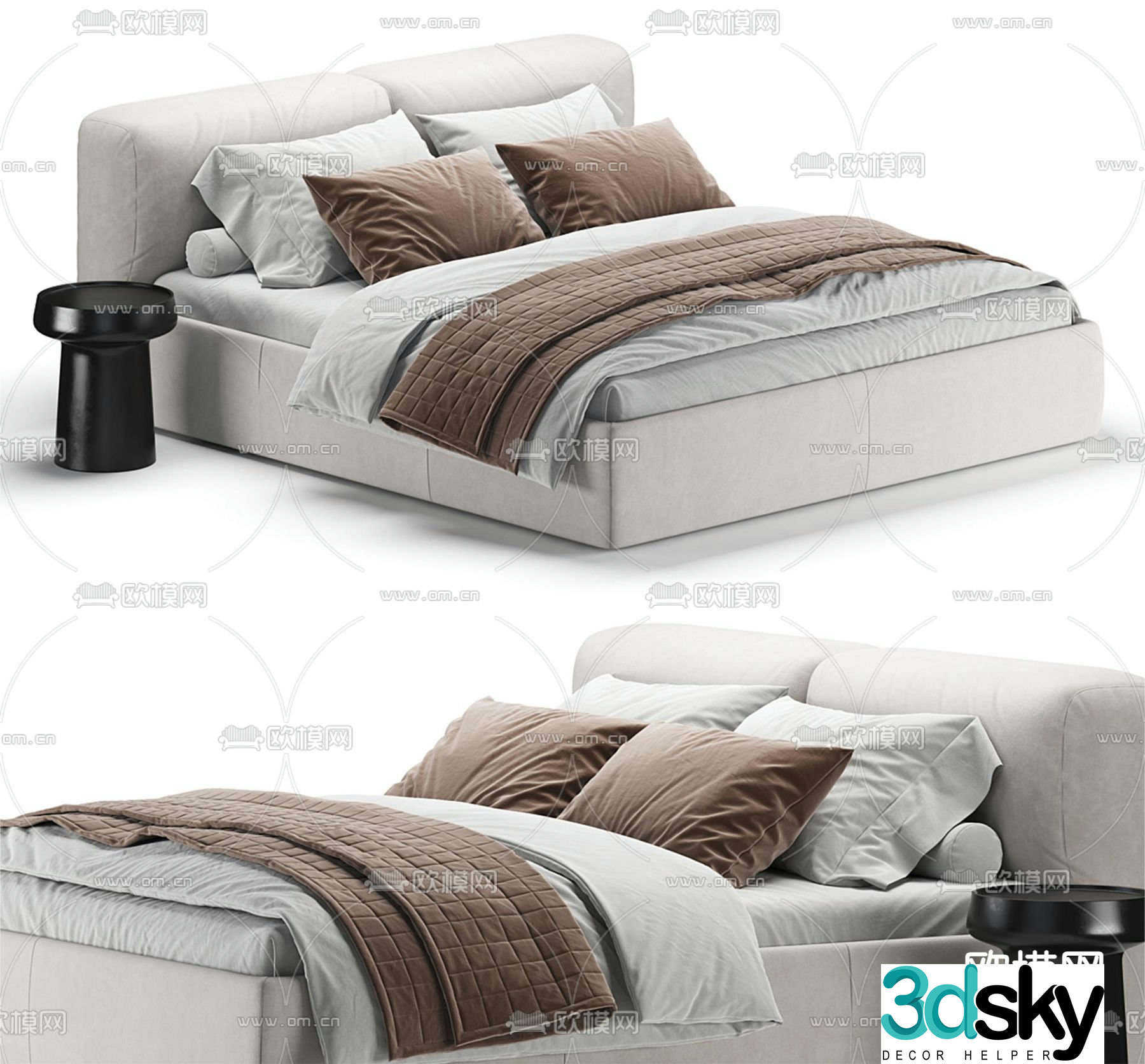 Modern double bed 3d model