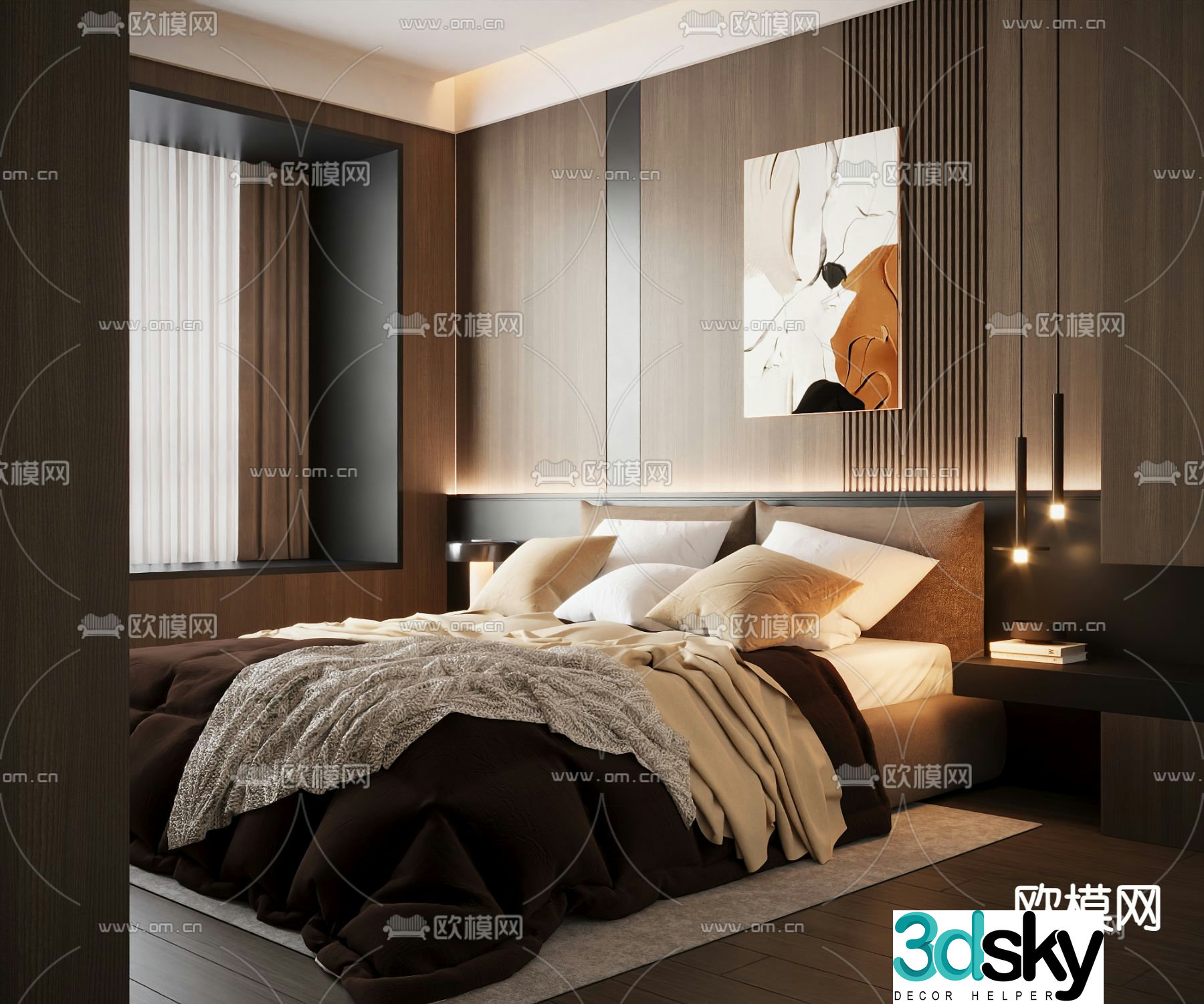 Italian double bed 3d model