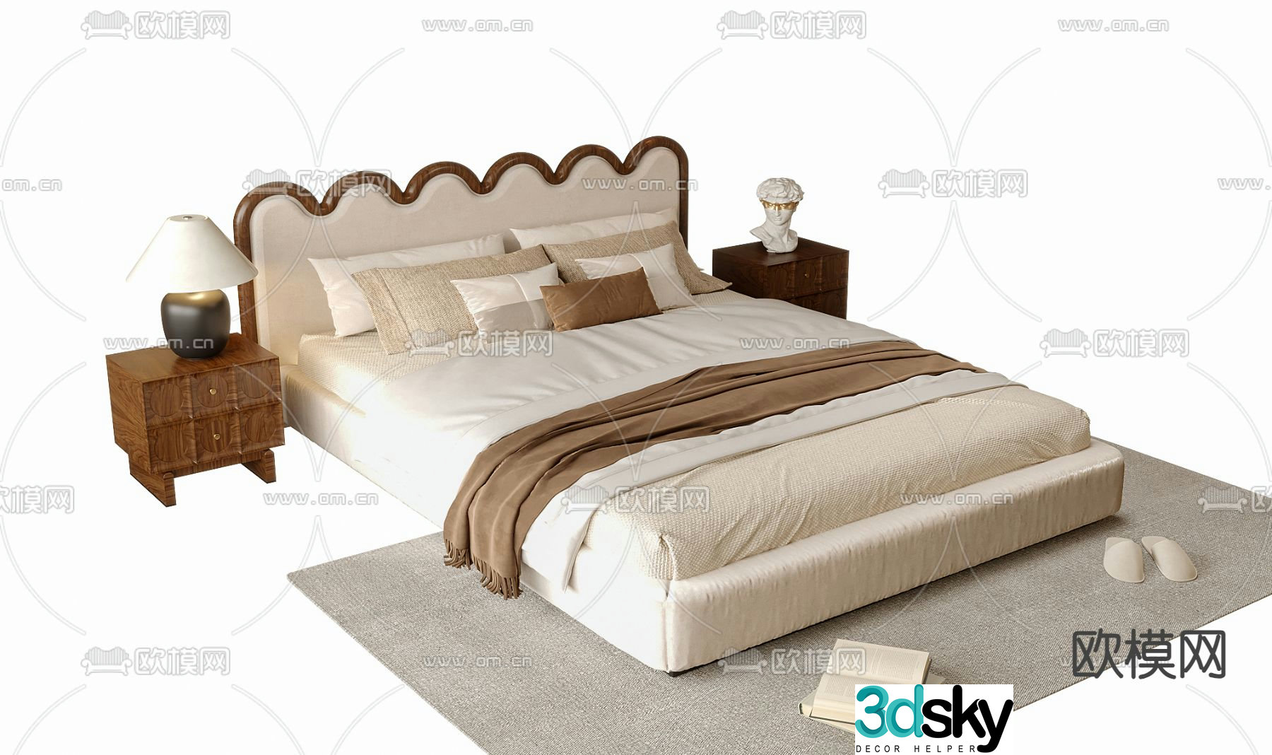 Medieval style double bed 3d model