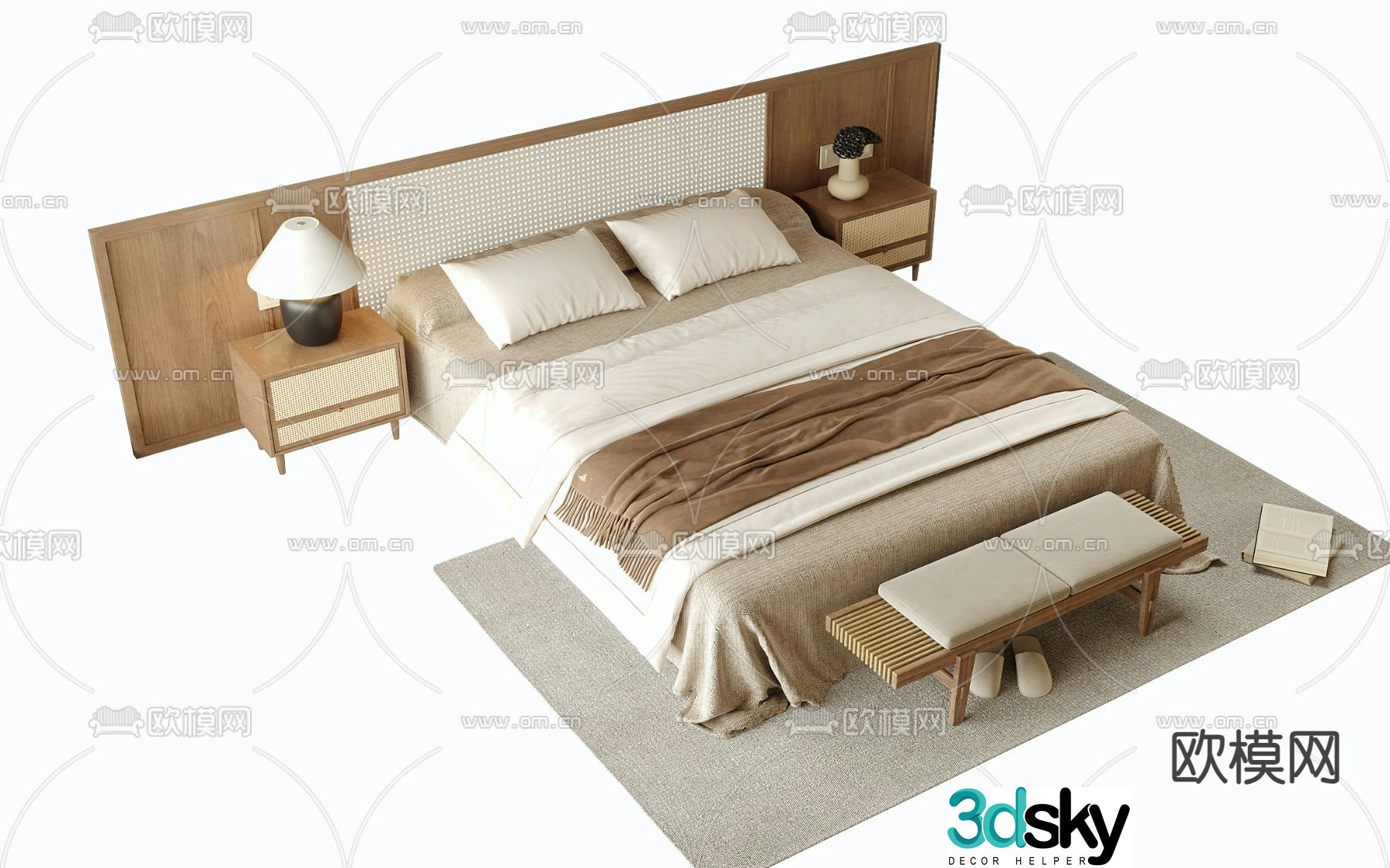 Medieval style double bed 3d model