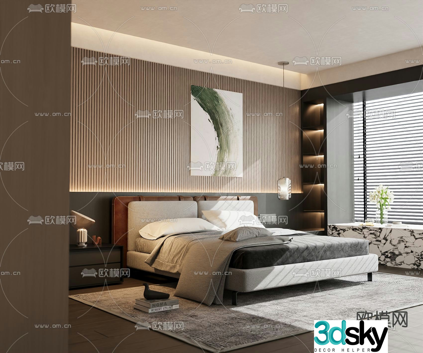 Modern double bed 3d model