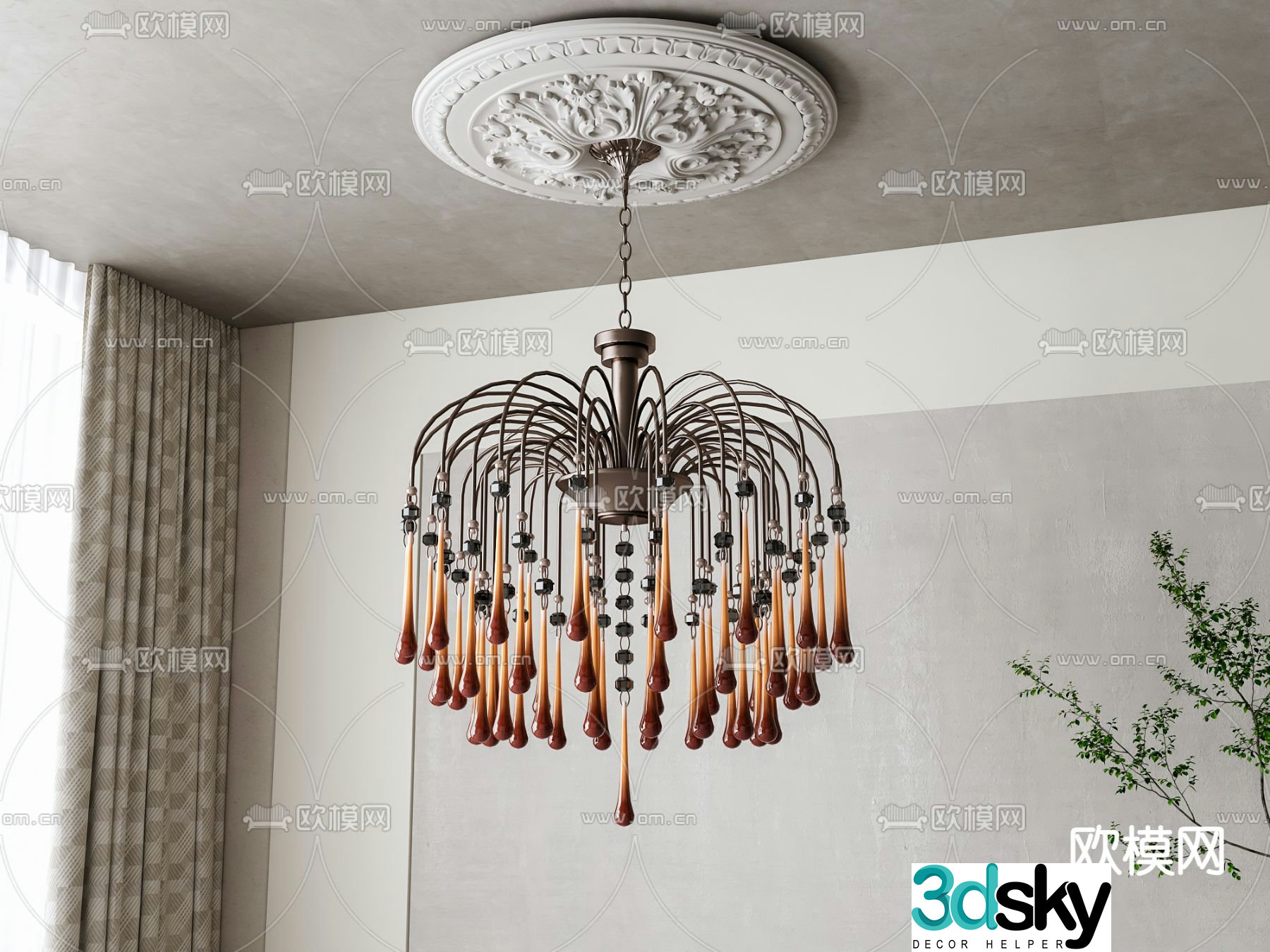 French chandeliers Water Drop Chandeliers 3D Model