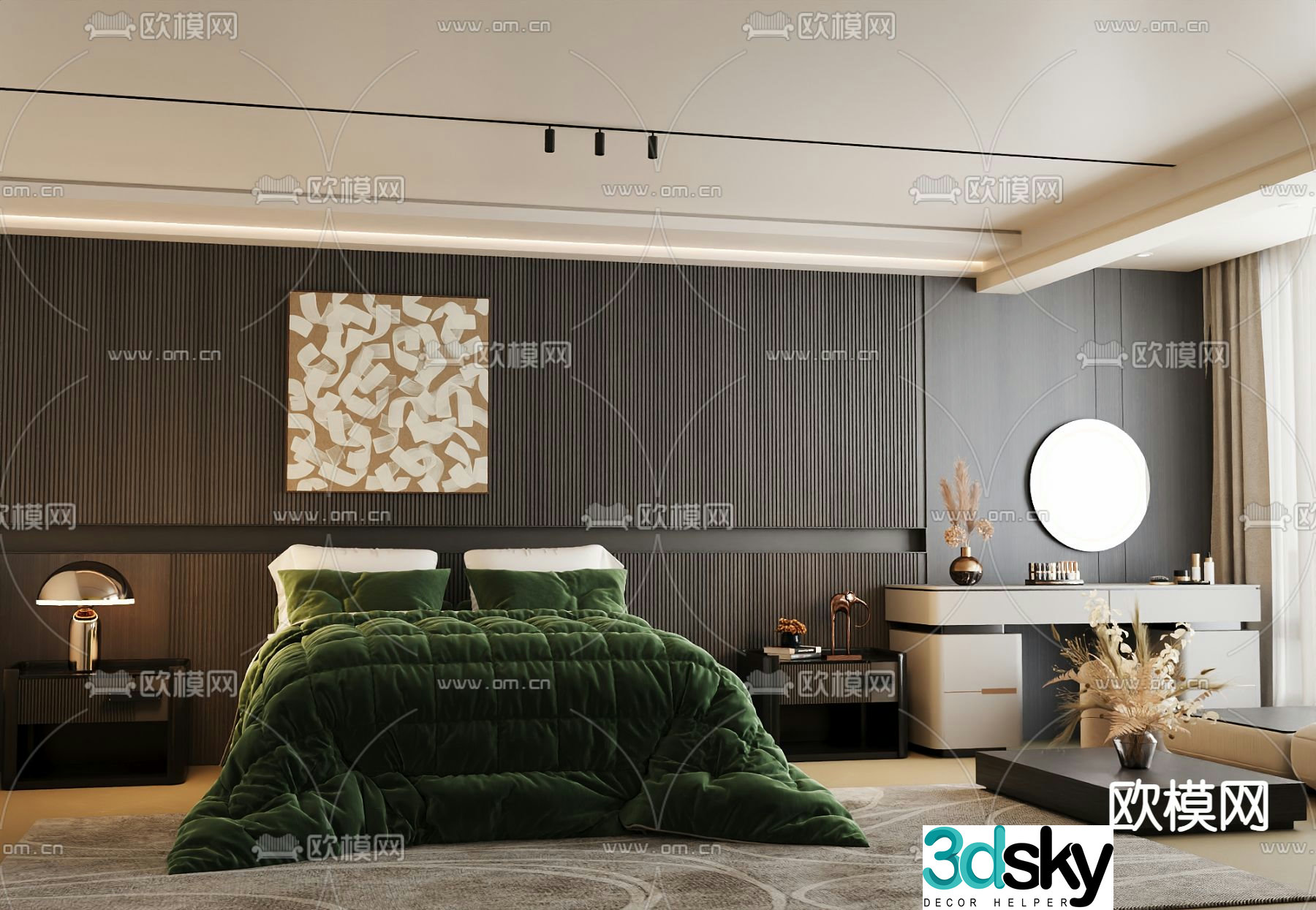 Italian double bed 3d model