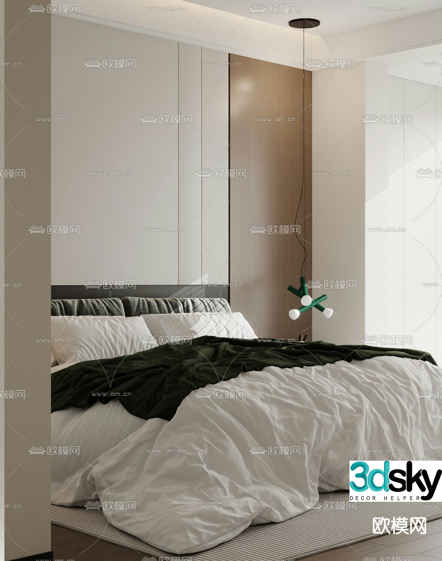 Modern double bed 3d model