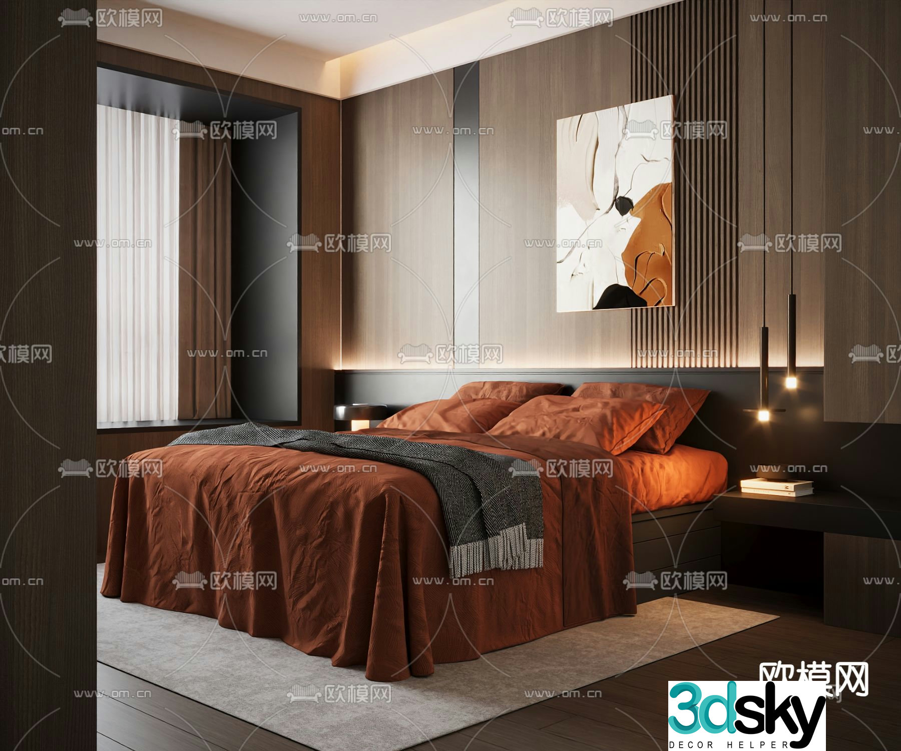 Italian double bed 3d model