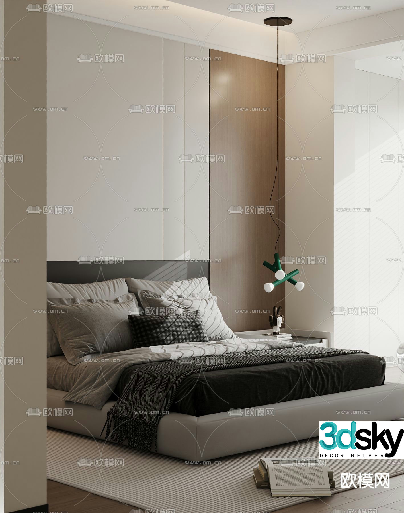 Modern double bed 3d model