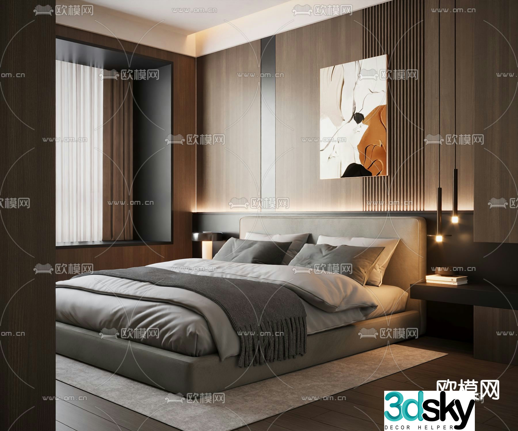 Italian double bed 3d model