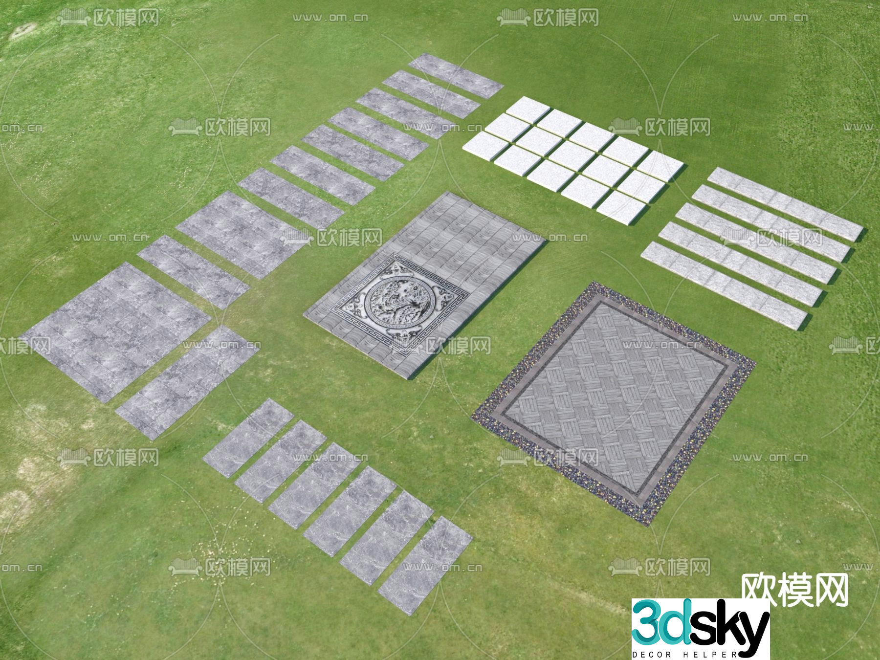 Landscape Garden Road Tingbu Park Tingbu Paving 3D model