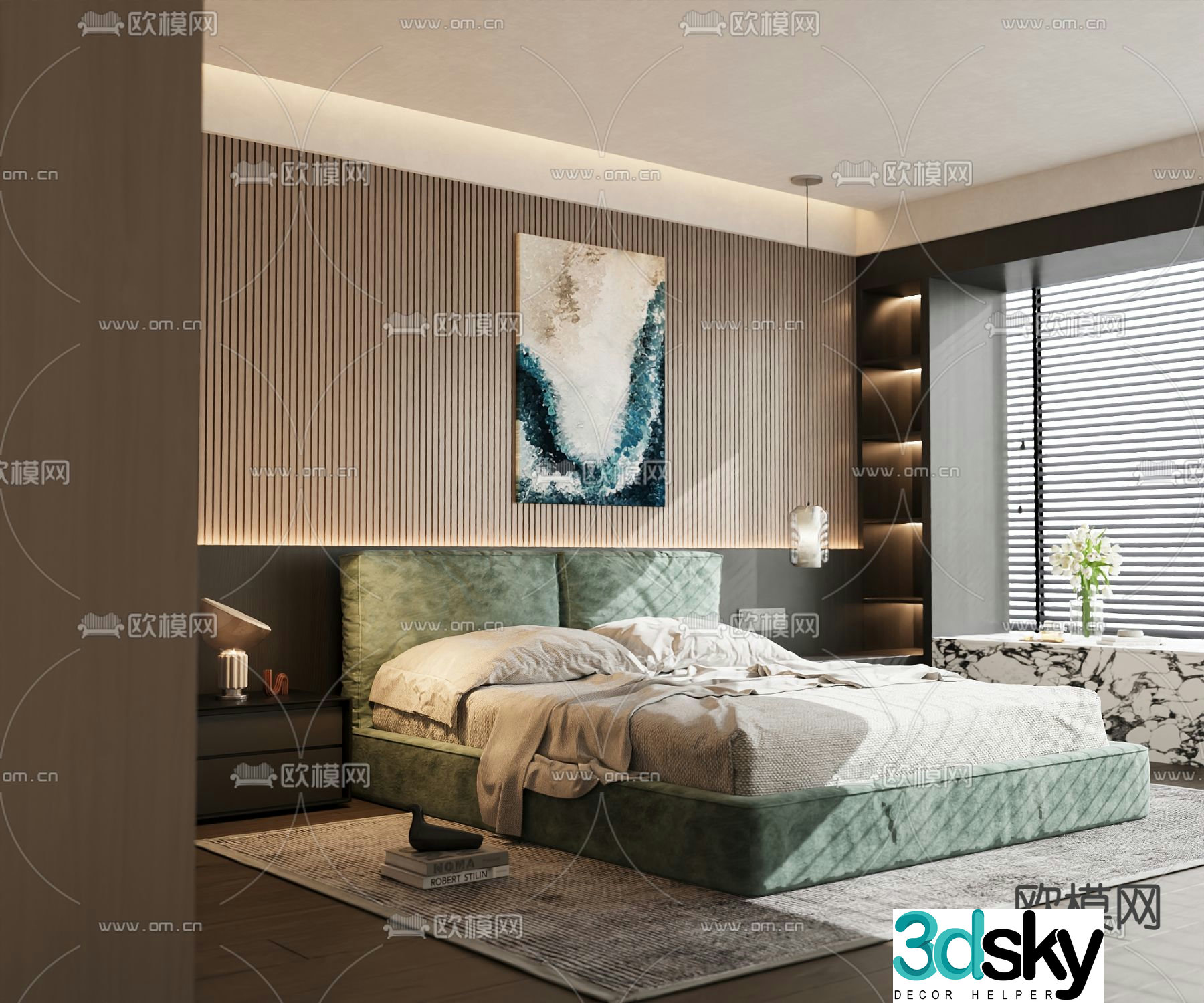 Modern double bed 3d model