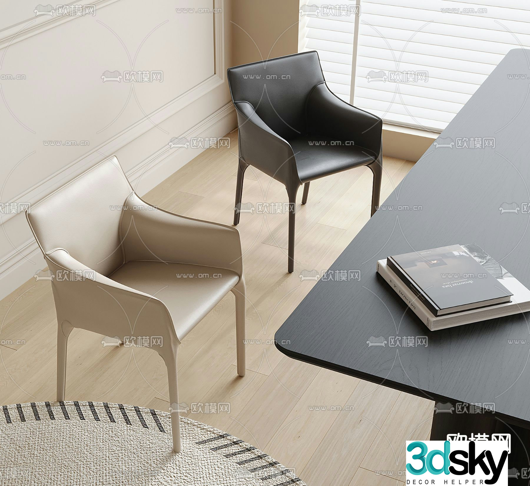 Modern dining chair single chair 3d model