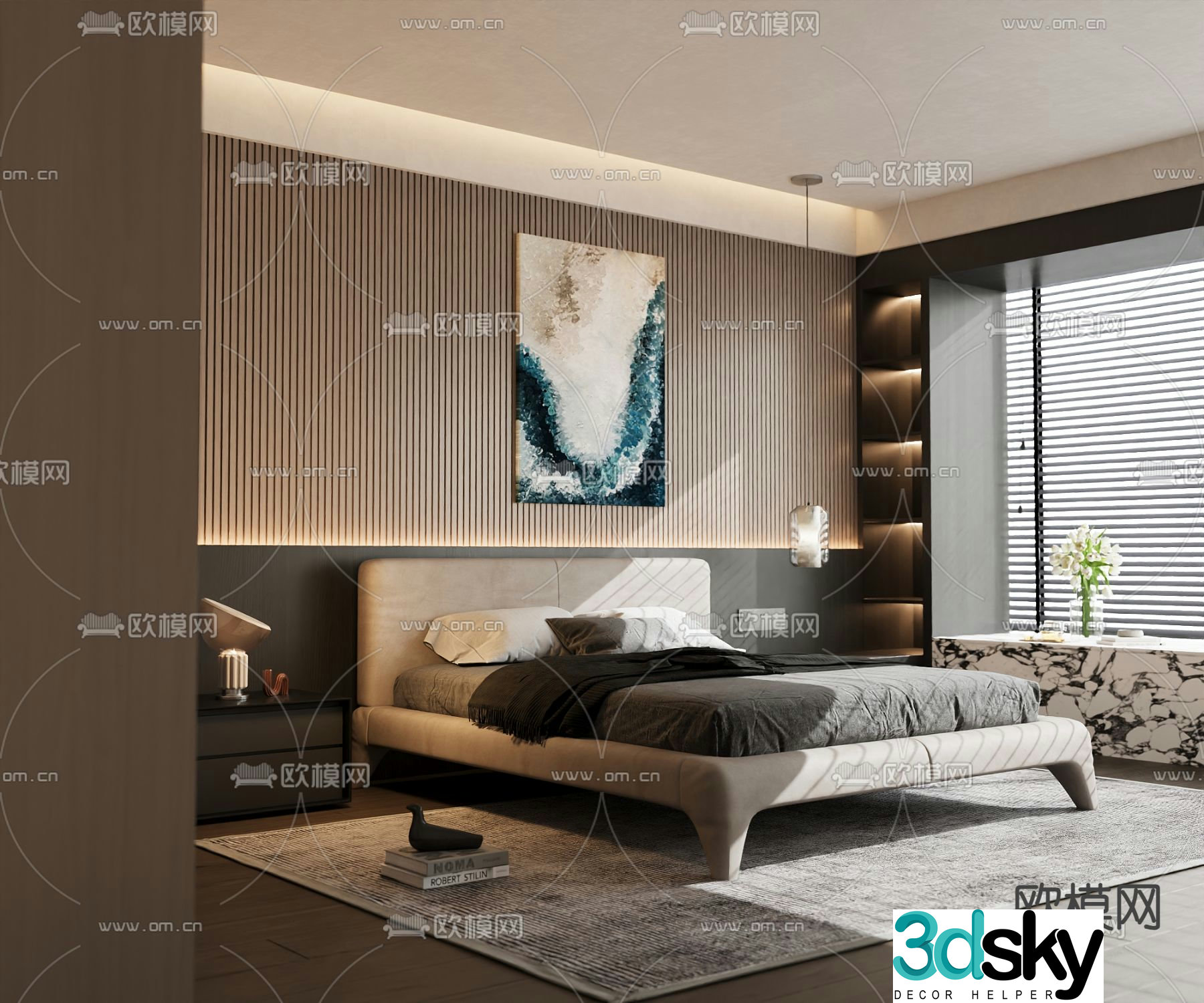 Modern double bed 3d model