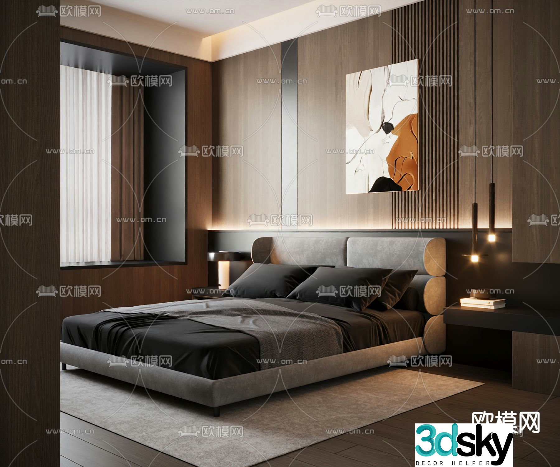 Italian double bed 3d model
