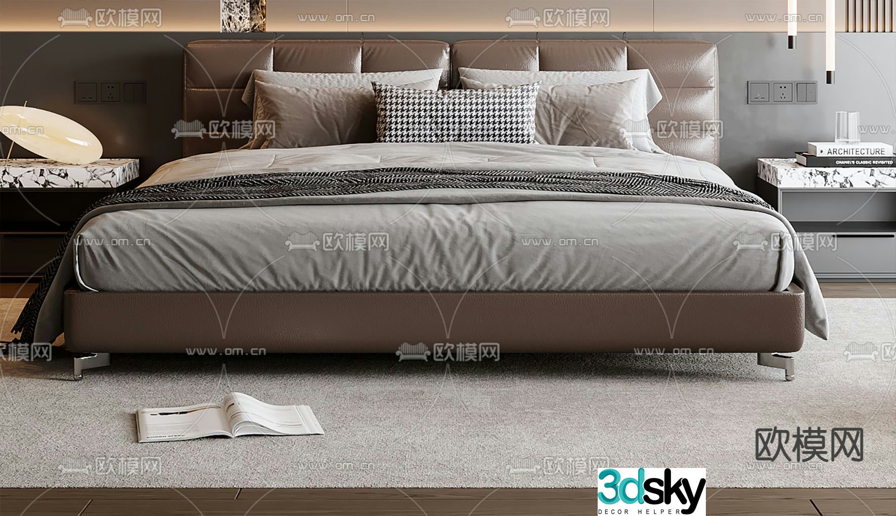 Italian double bed 3d model