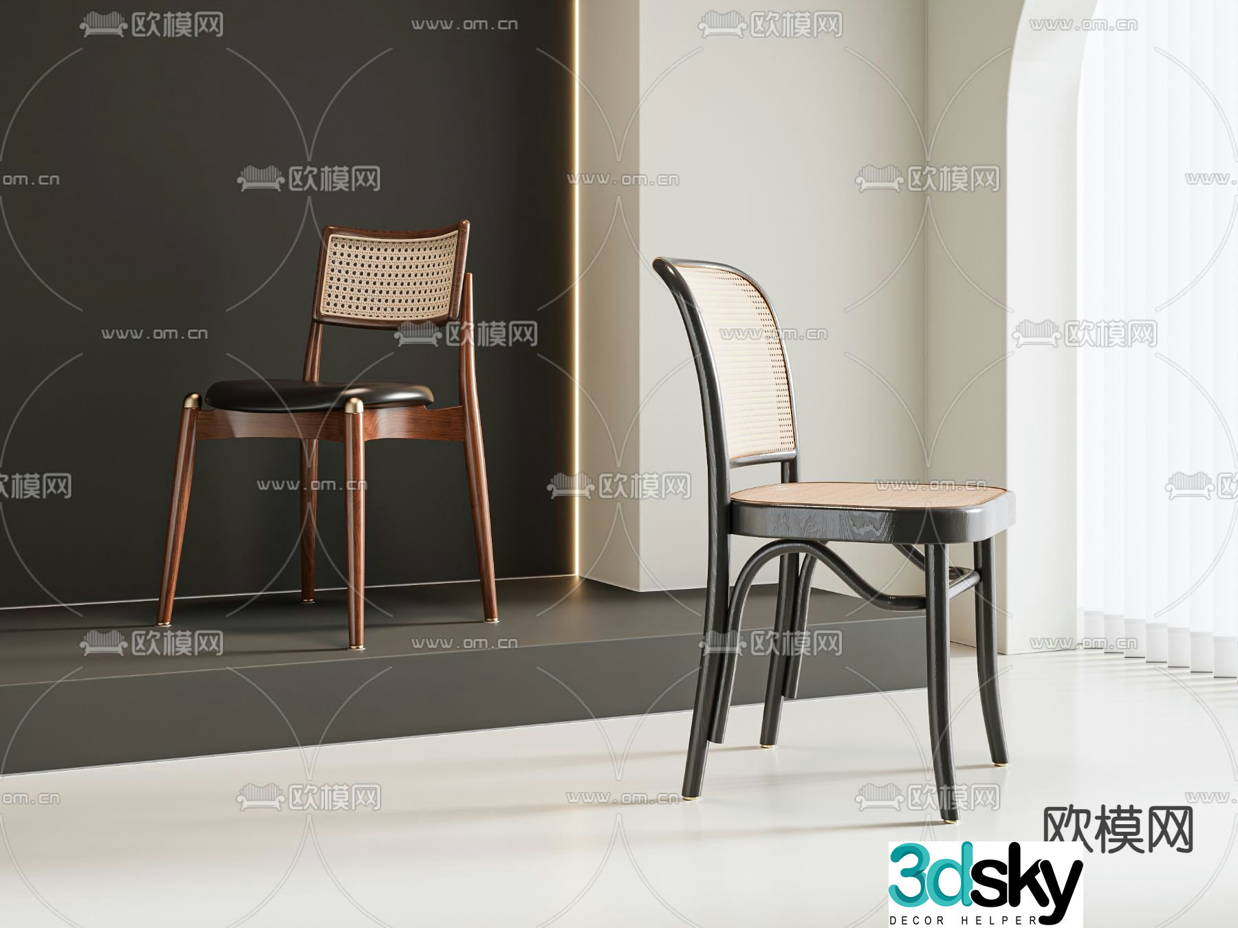 Medieval style single chair dining chair 3d model