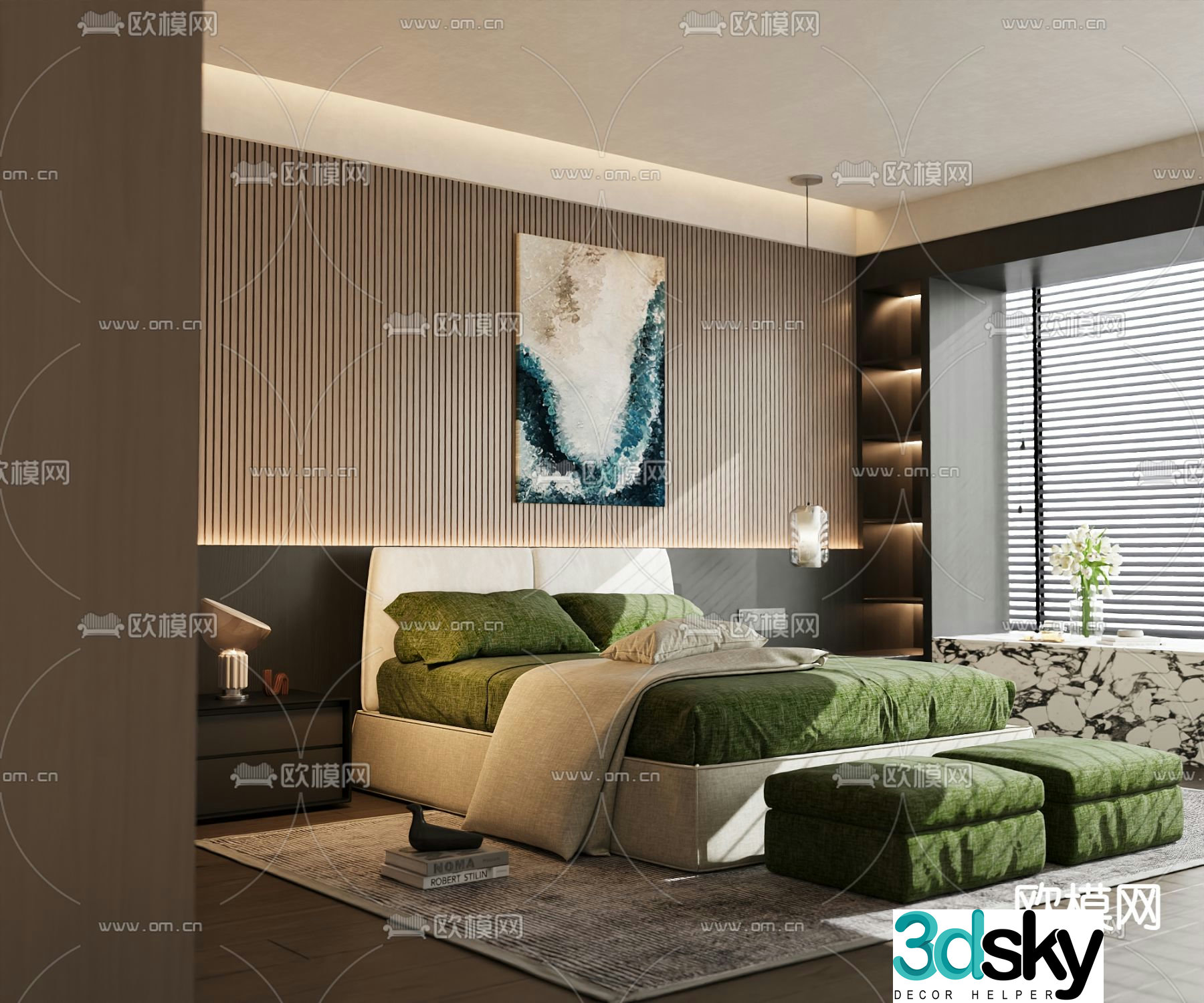 Italian double bed 3d model