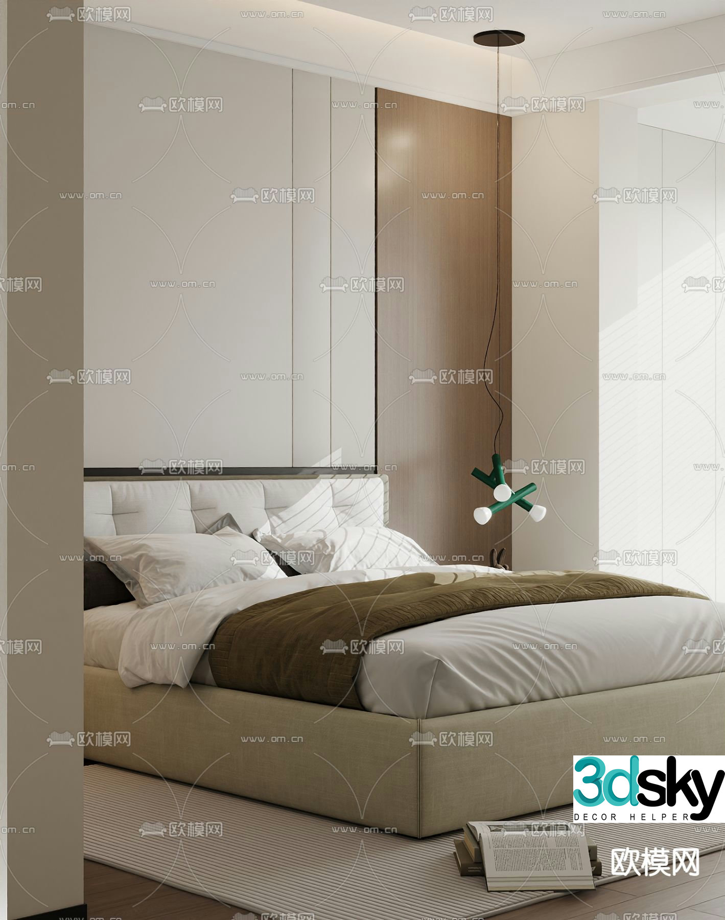 Modern double bed 3d model