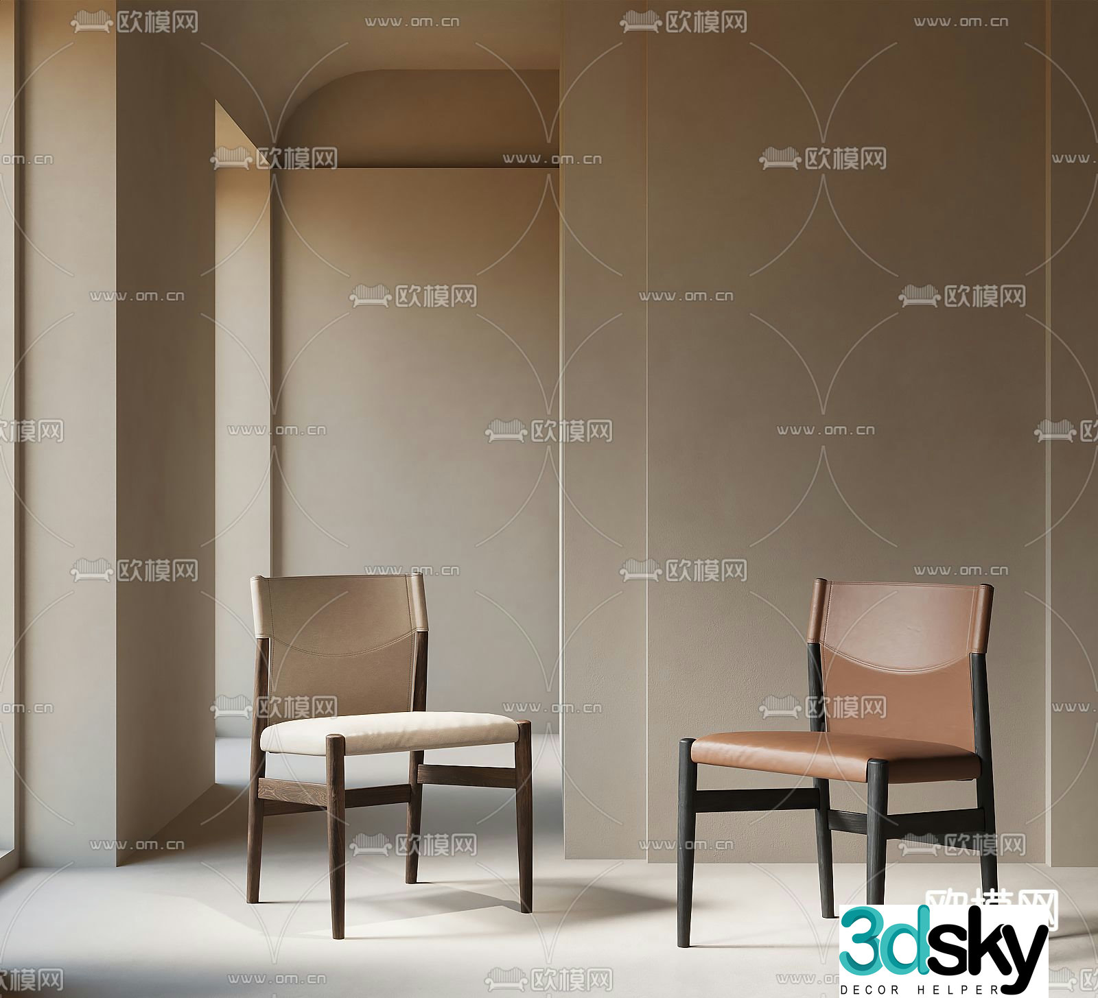 Modern dining chair leather side chair 3d model