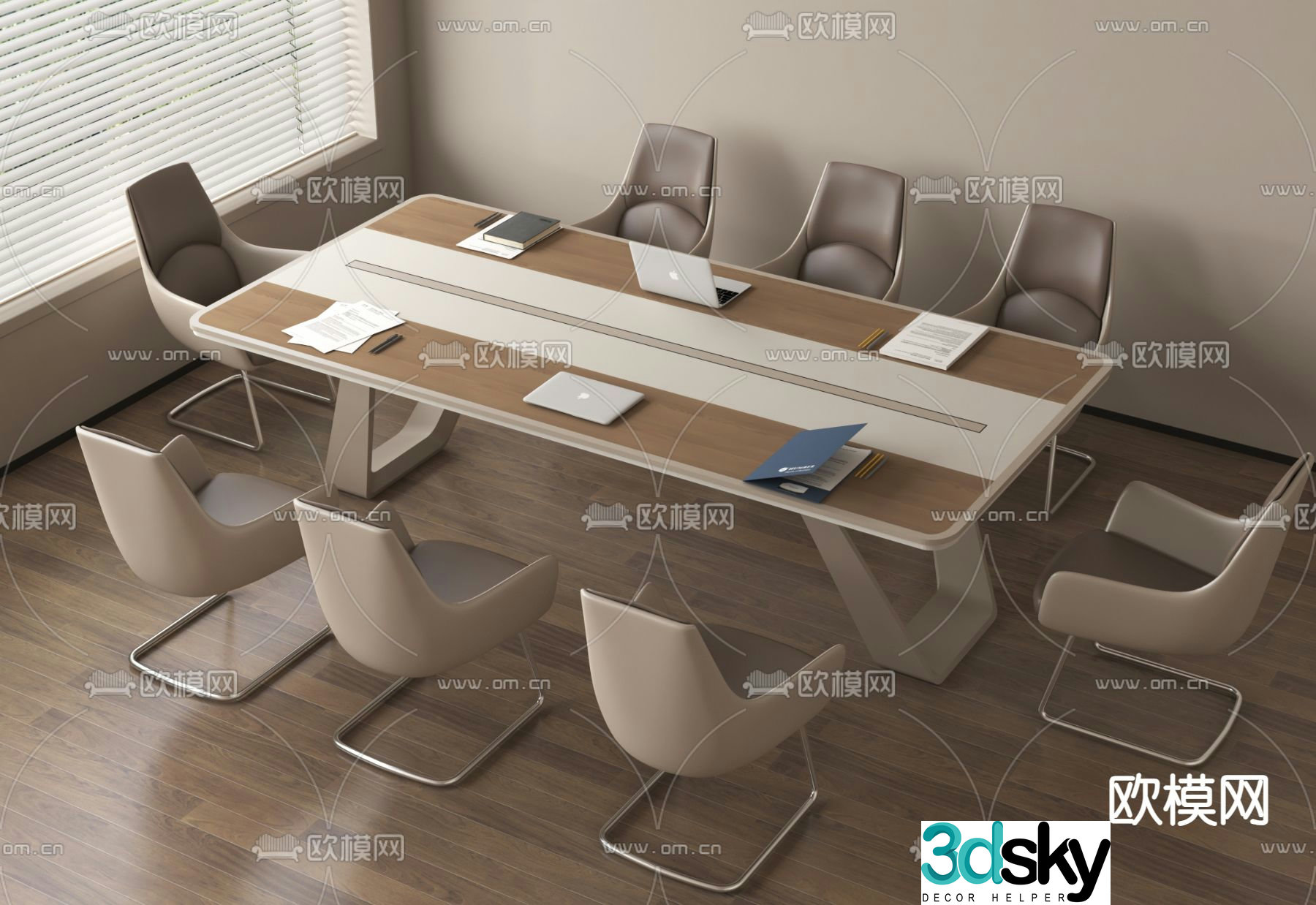 Modern conference table and chair office desk and chair 3d model