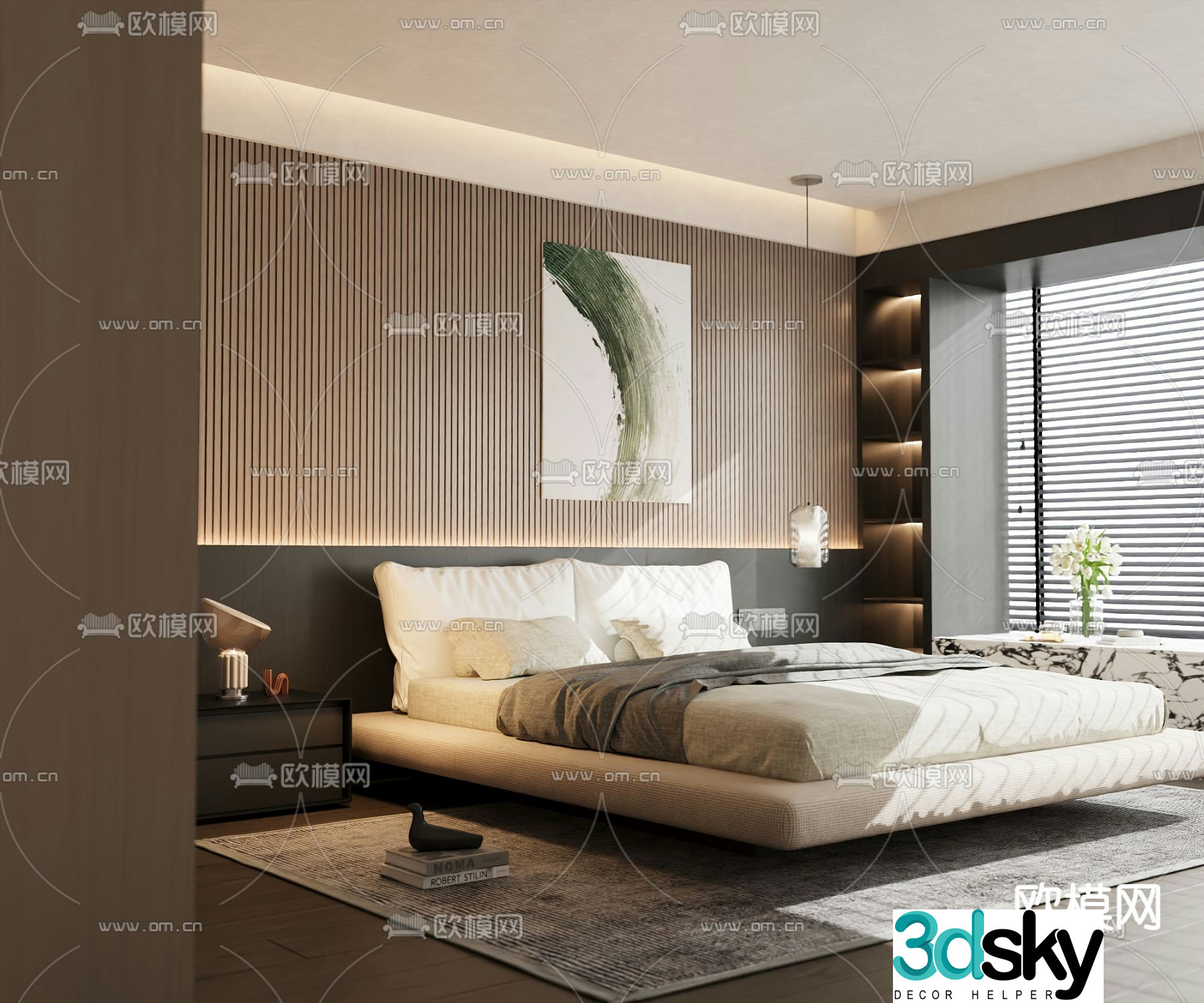 Modern double bed 3d model