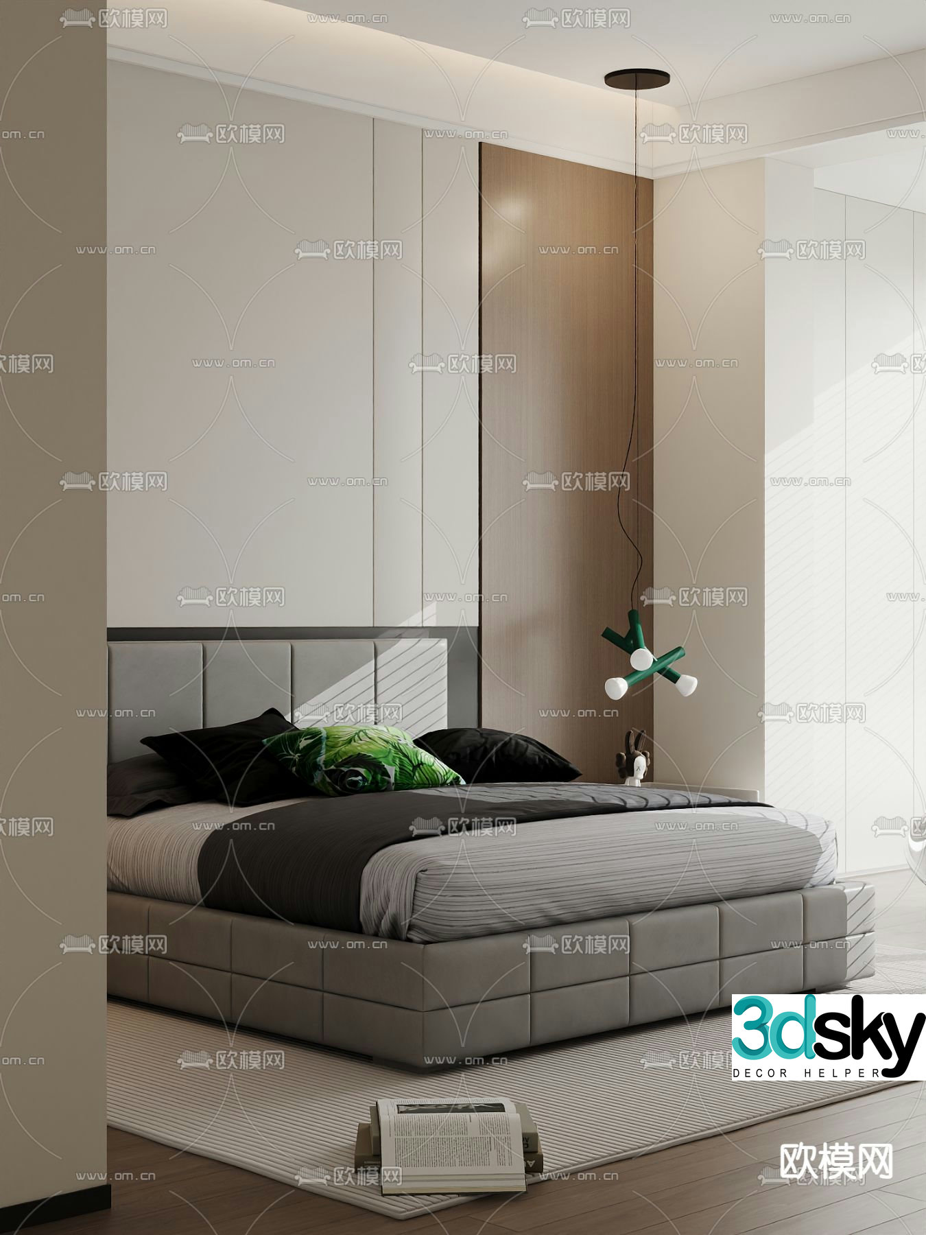 Modern double bed 3d model
