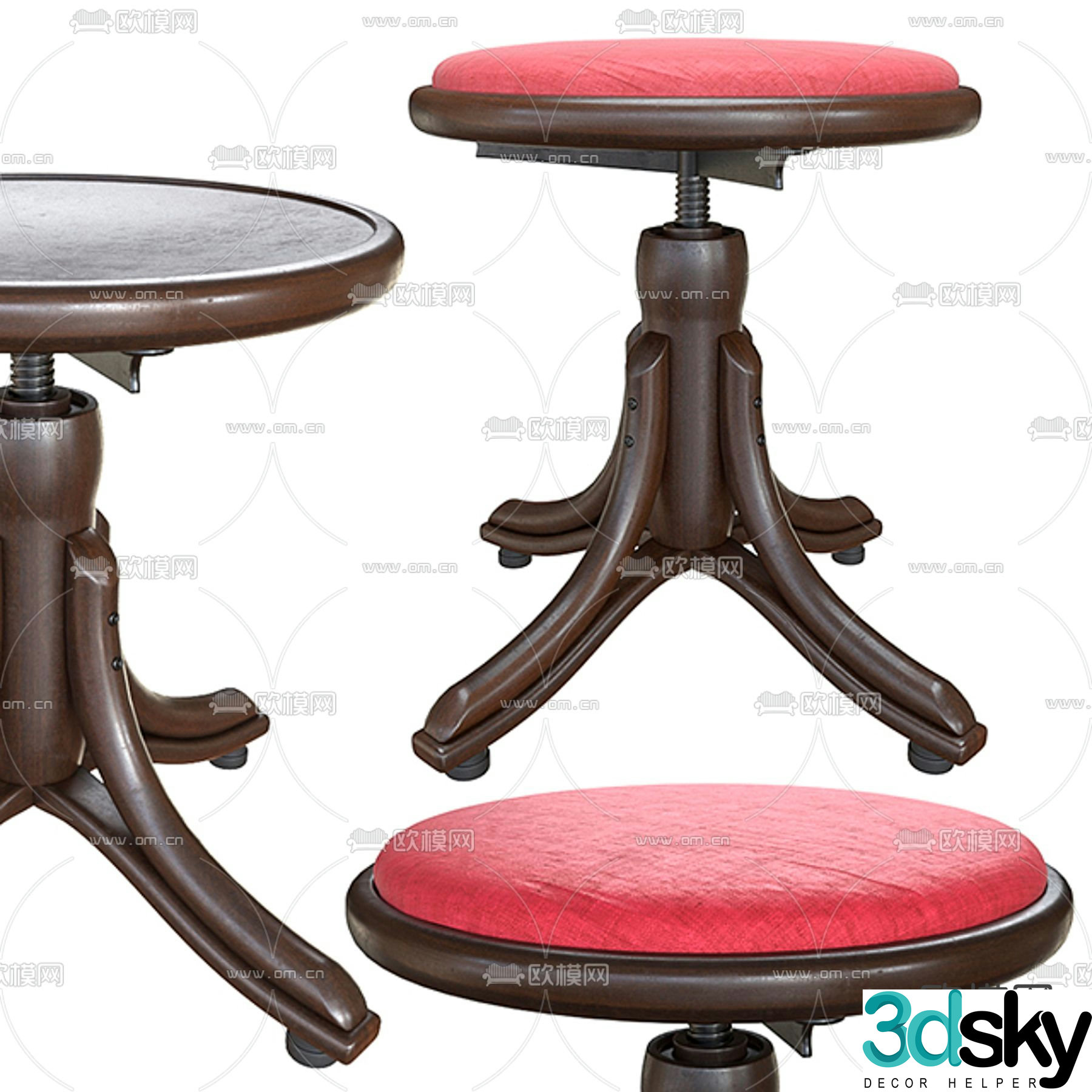 American piano bench 3d model
