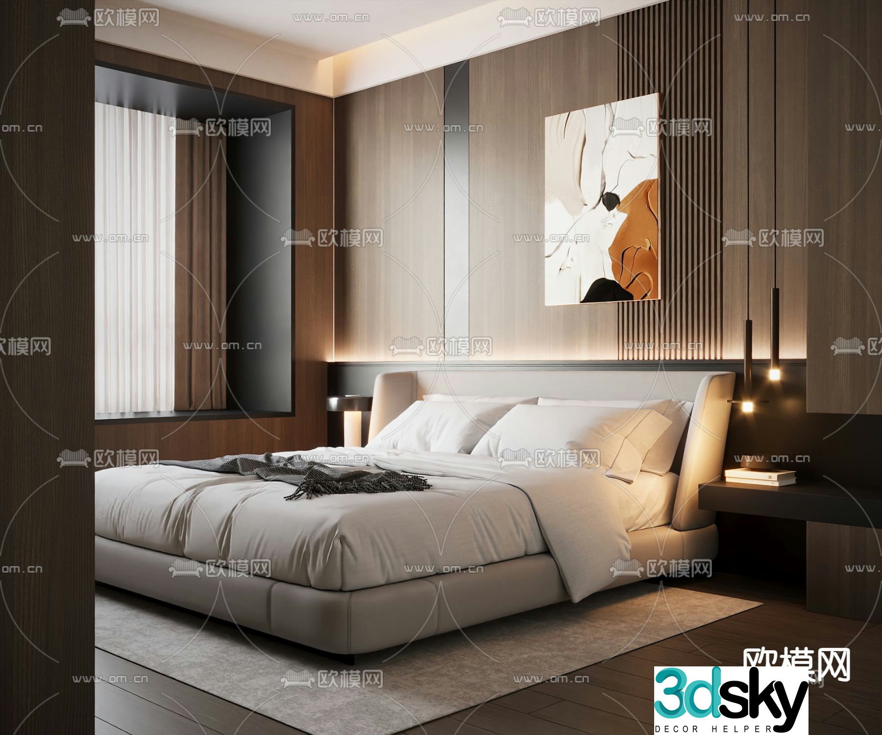 Italian double bed 3d model