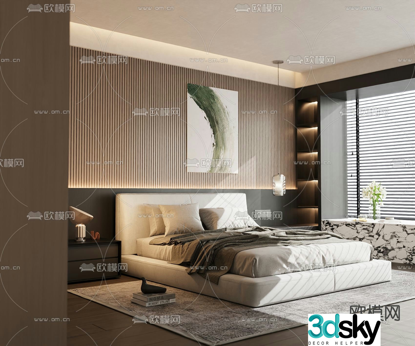 Italian double bed 3d model