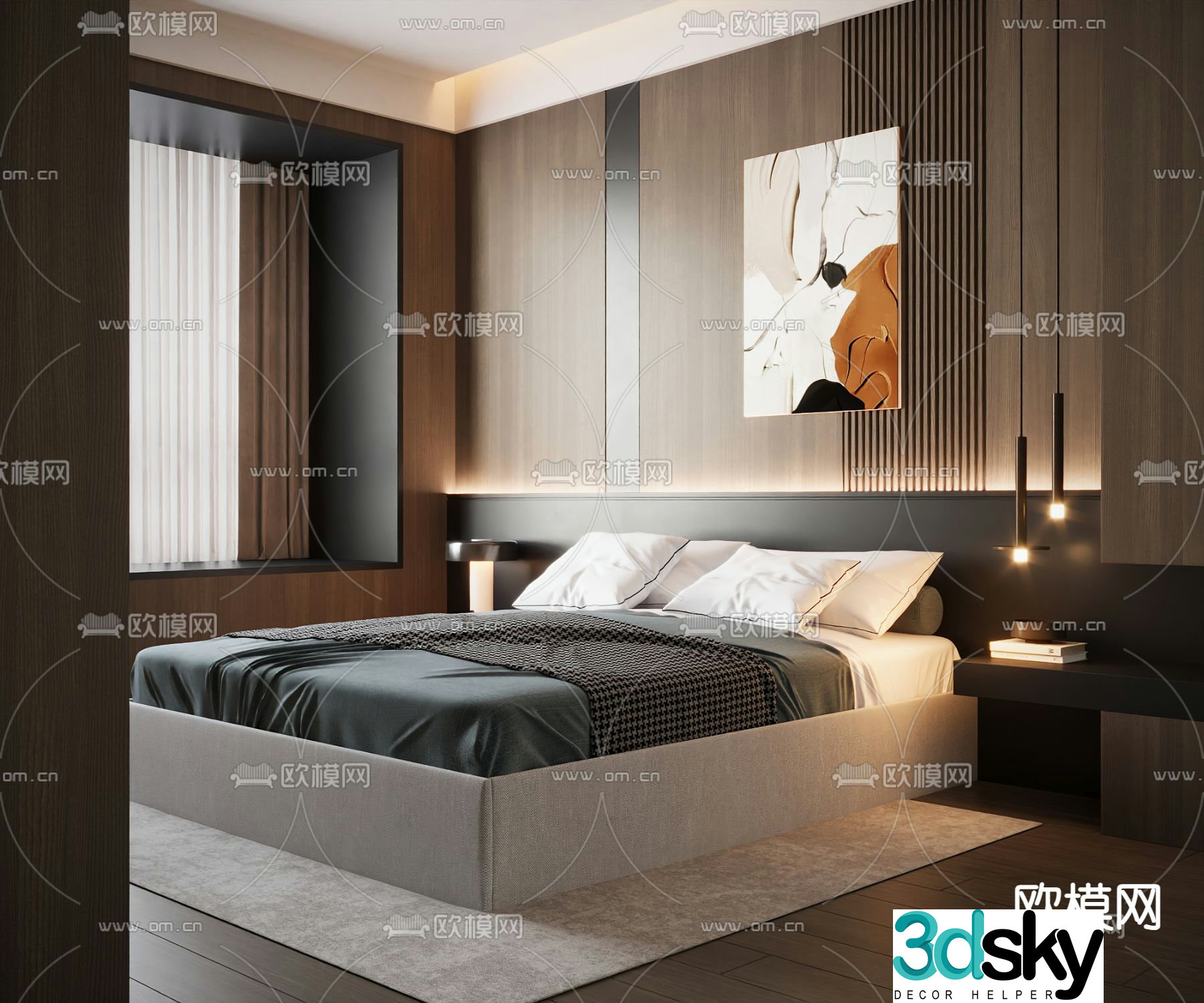 Italian double bed 3d model