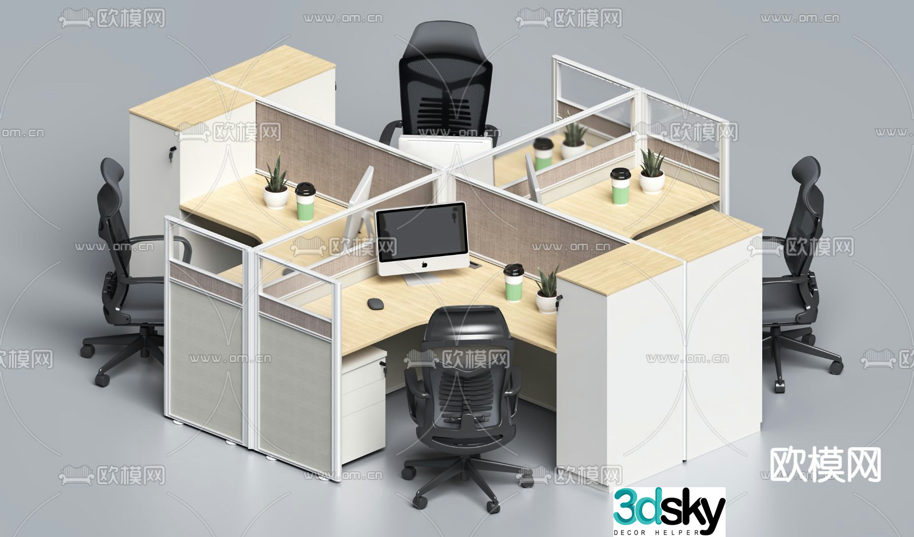 Card space desk workstation 3D model