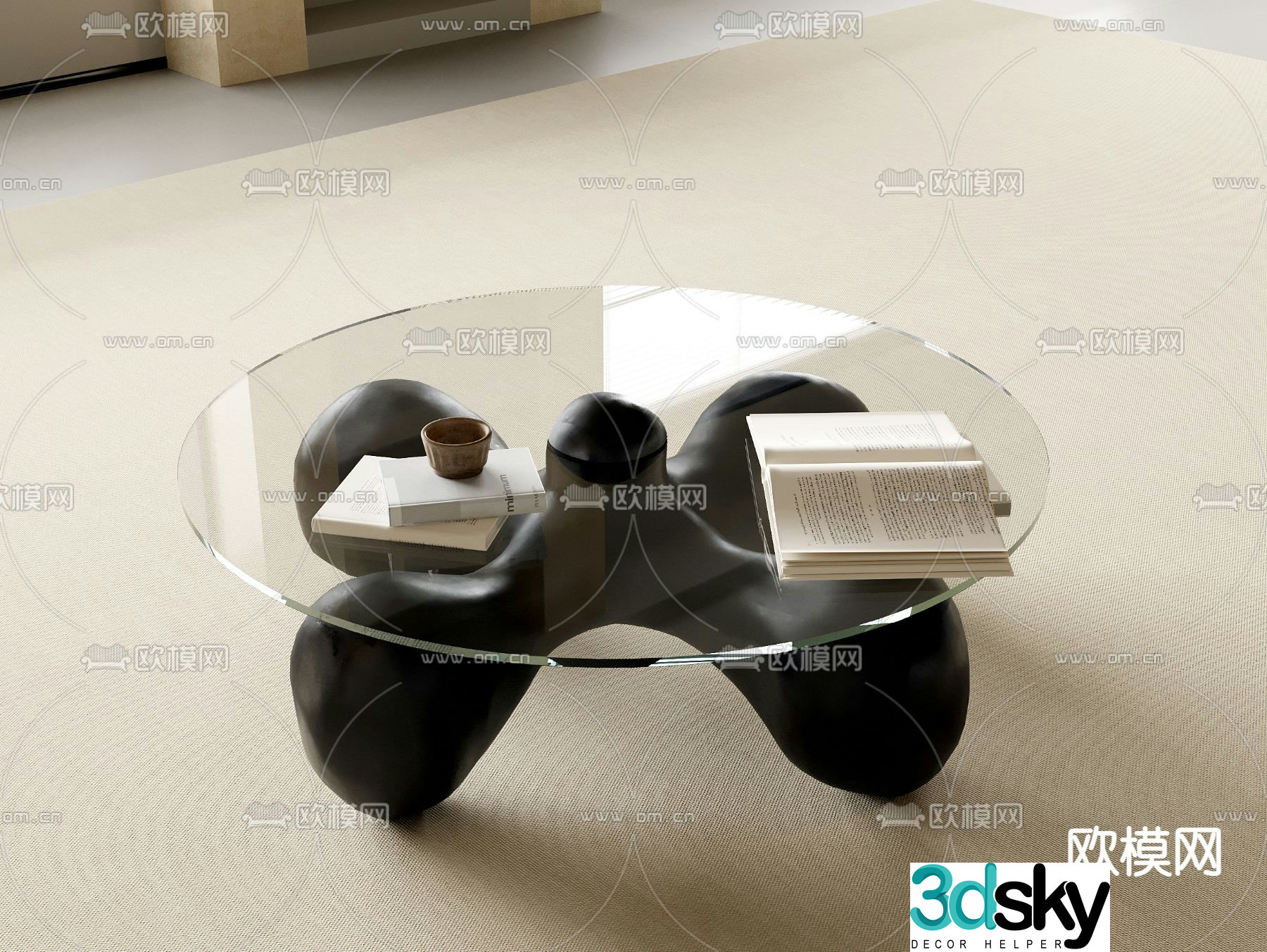 Round coffee table glass coffee table 3d model