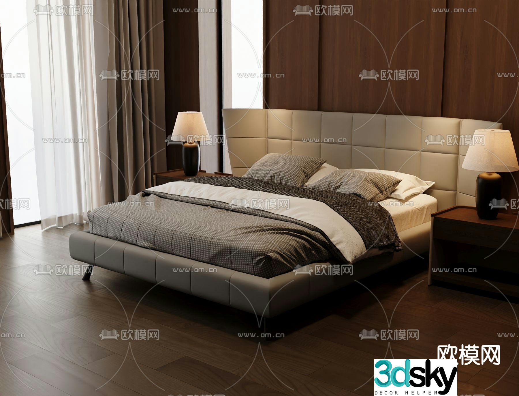 Italian double bed 3d model