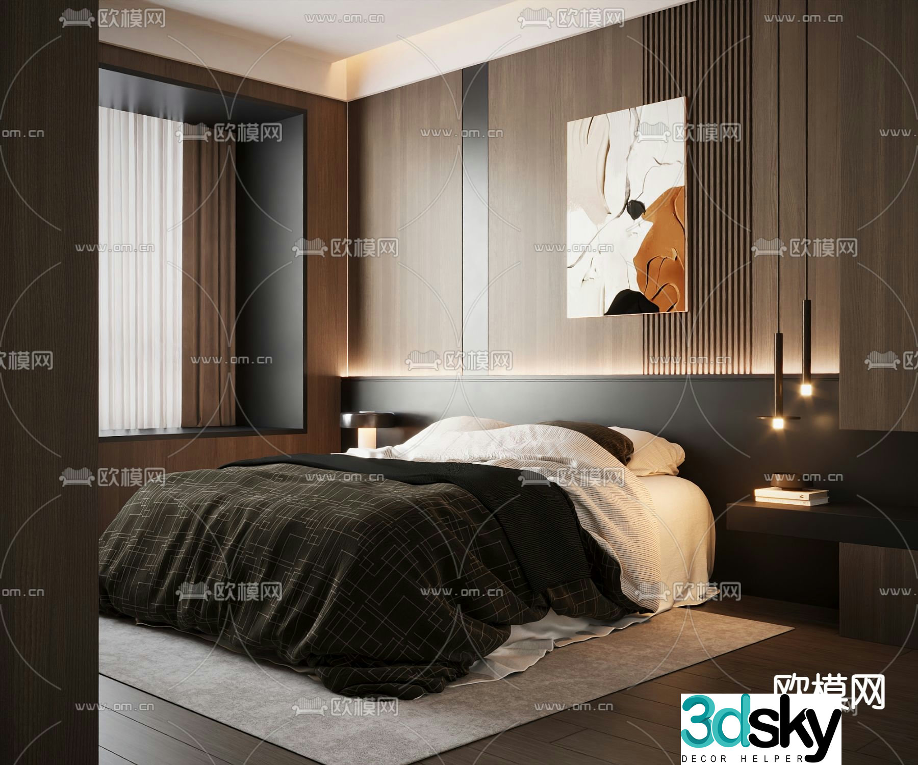 Italian double bed 3d model