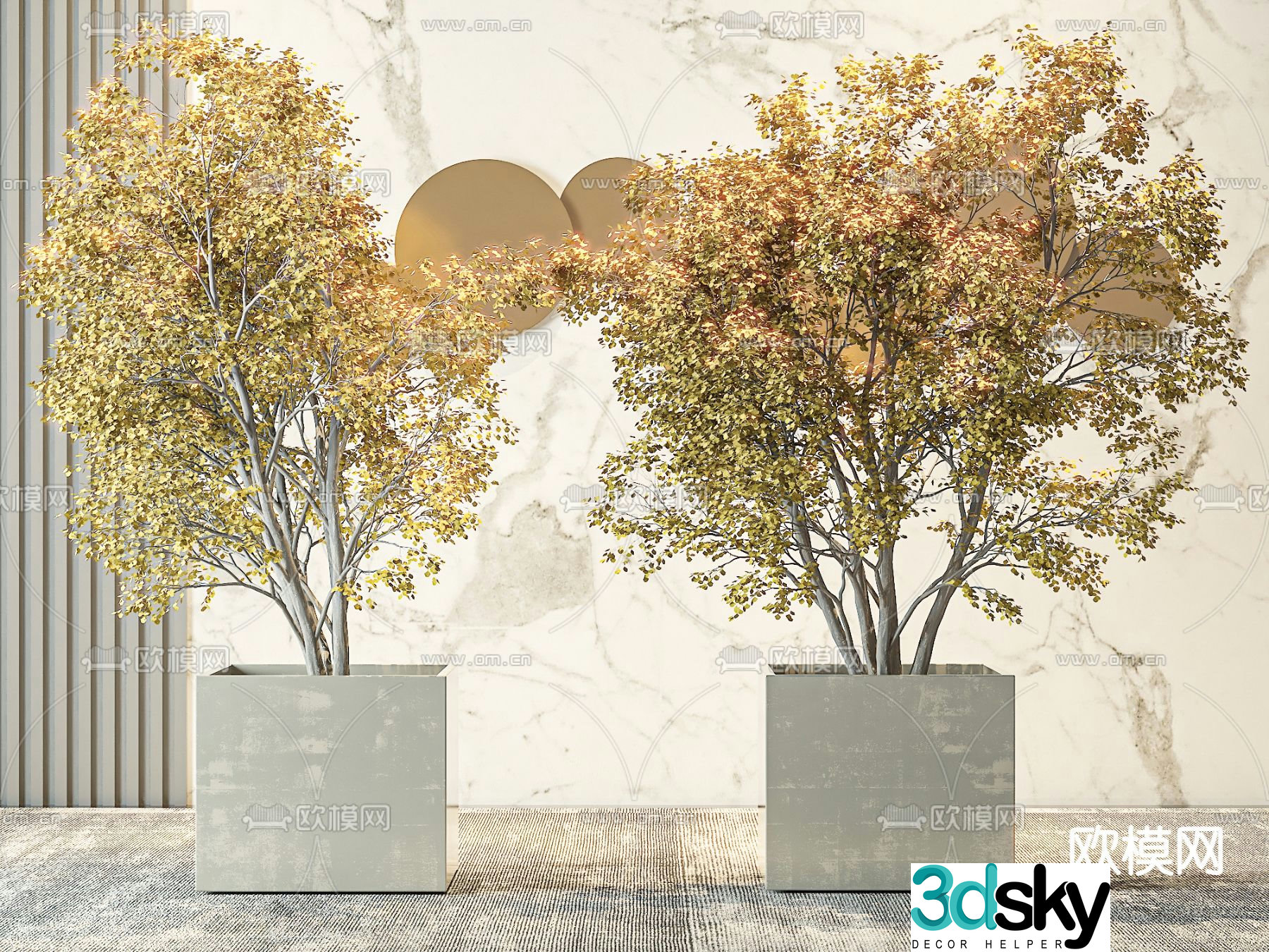Plant Yellow Leaf Dead Leaf Pot Plant 3D Model