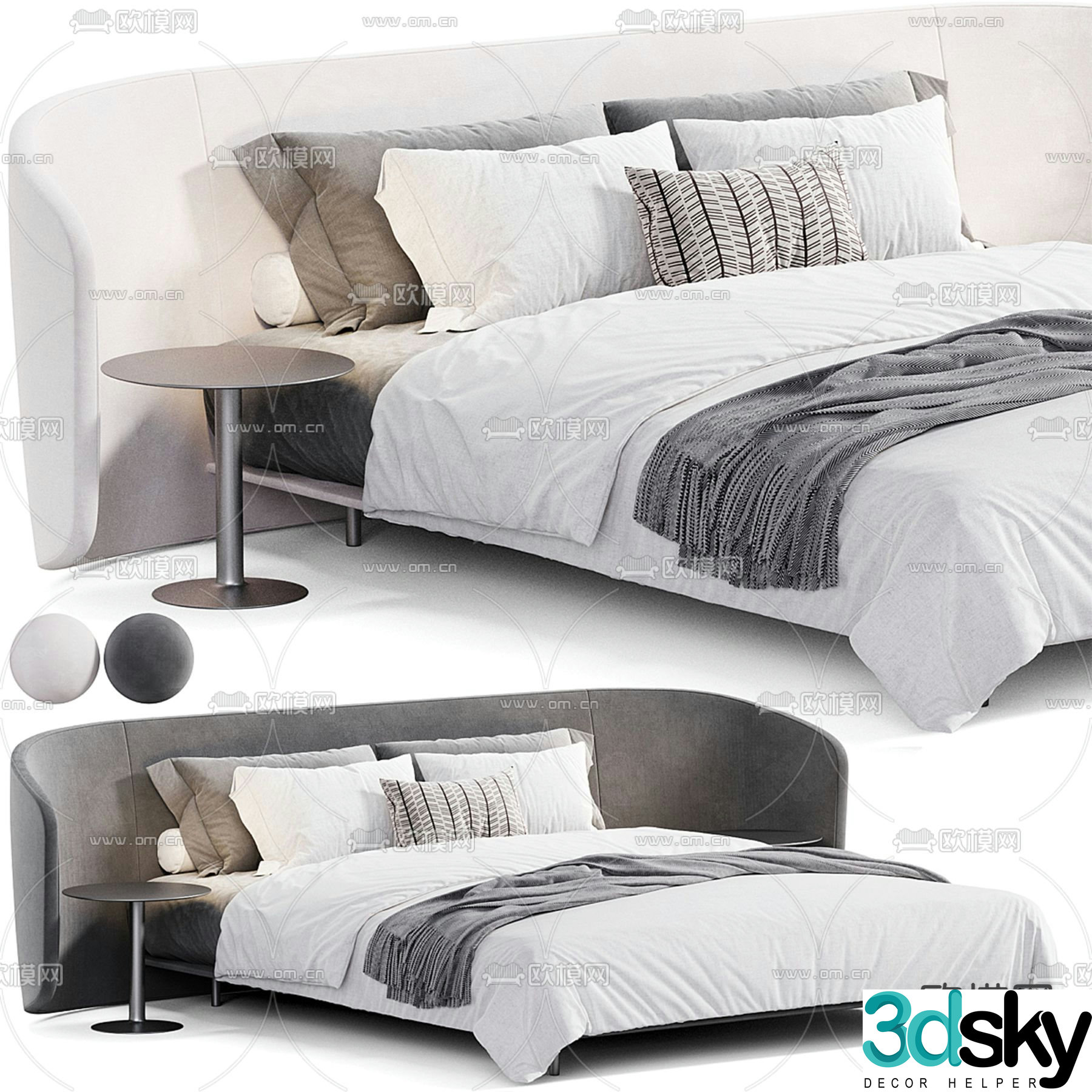 Italian double bed Hengenoctis bed 3d model