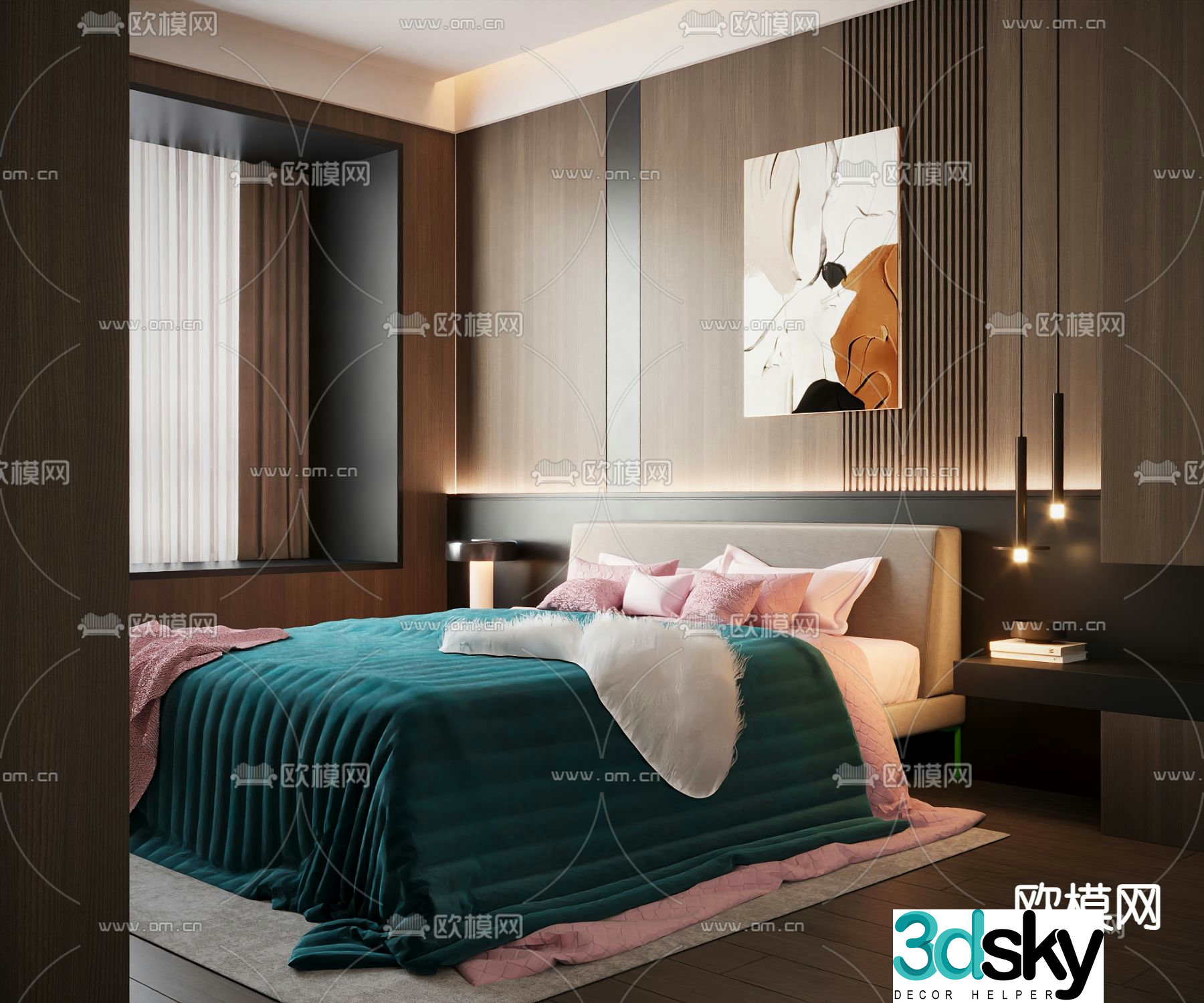 Italian double bed 3d model