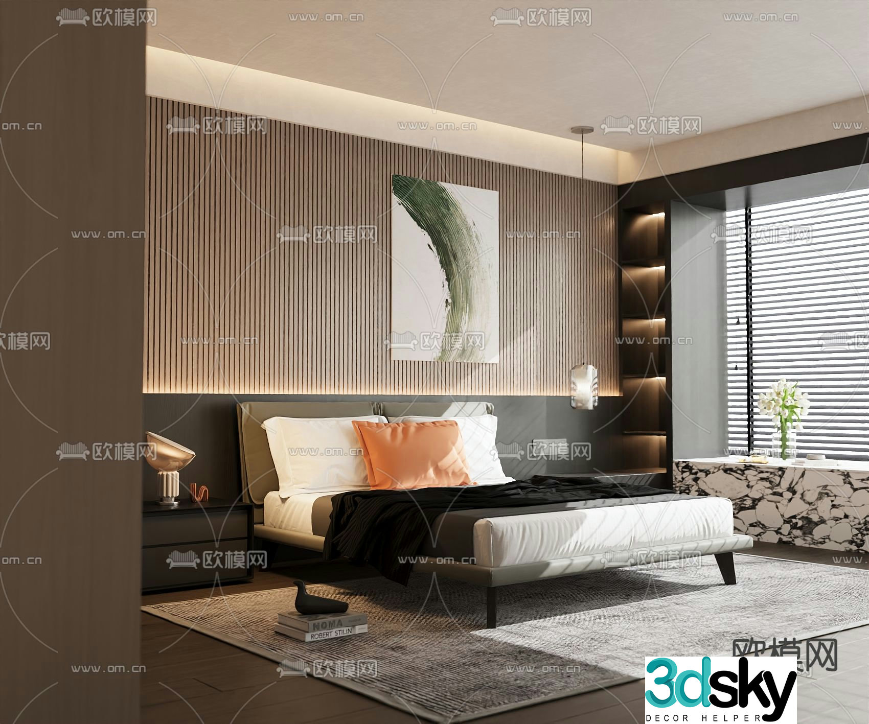 Modern double bed 3d model