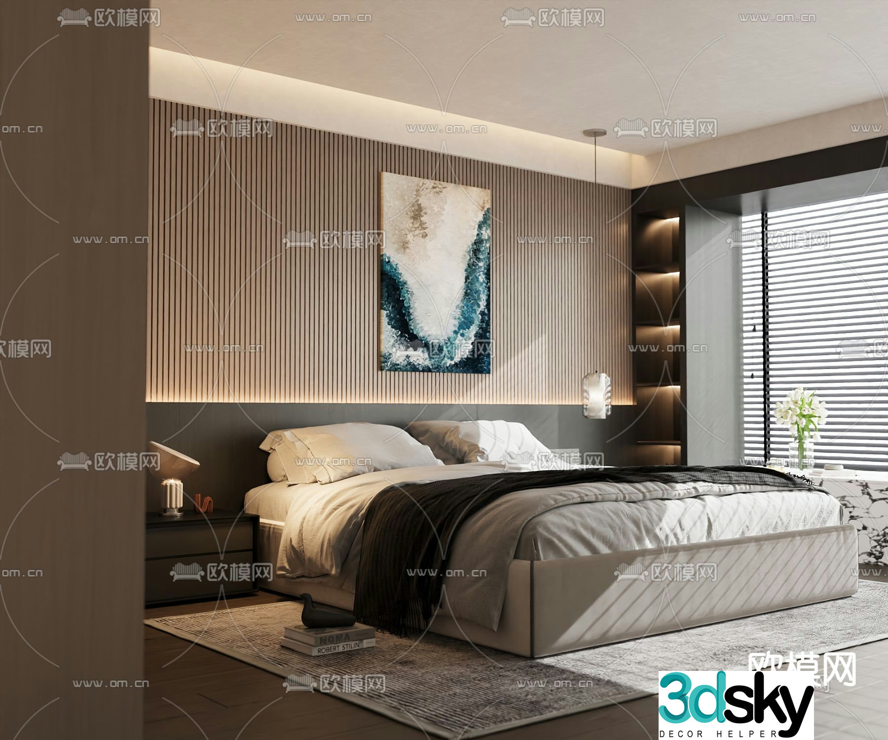 Modern double bed 3d model