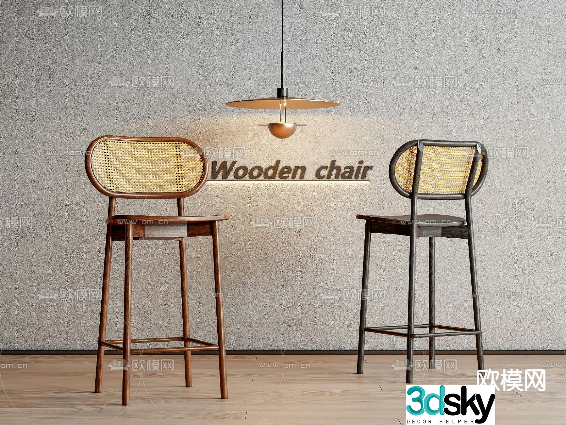 Nordic bar stool bar stool high stool 3d model