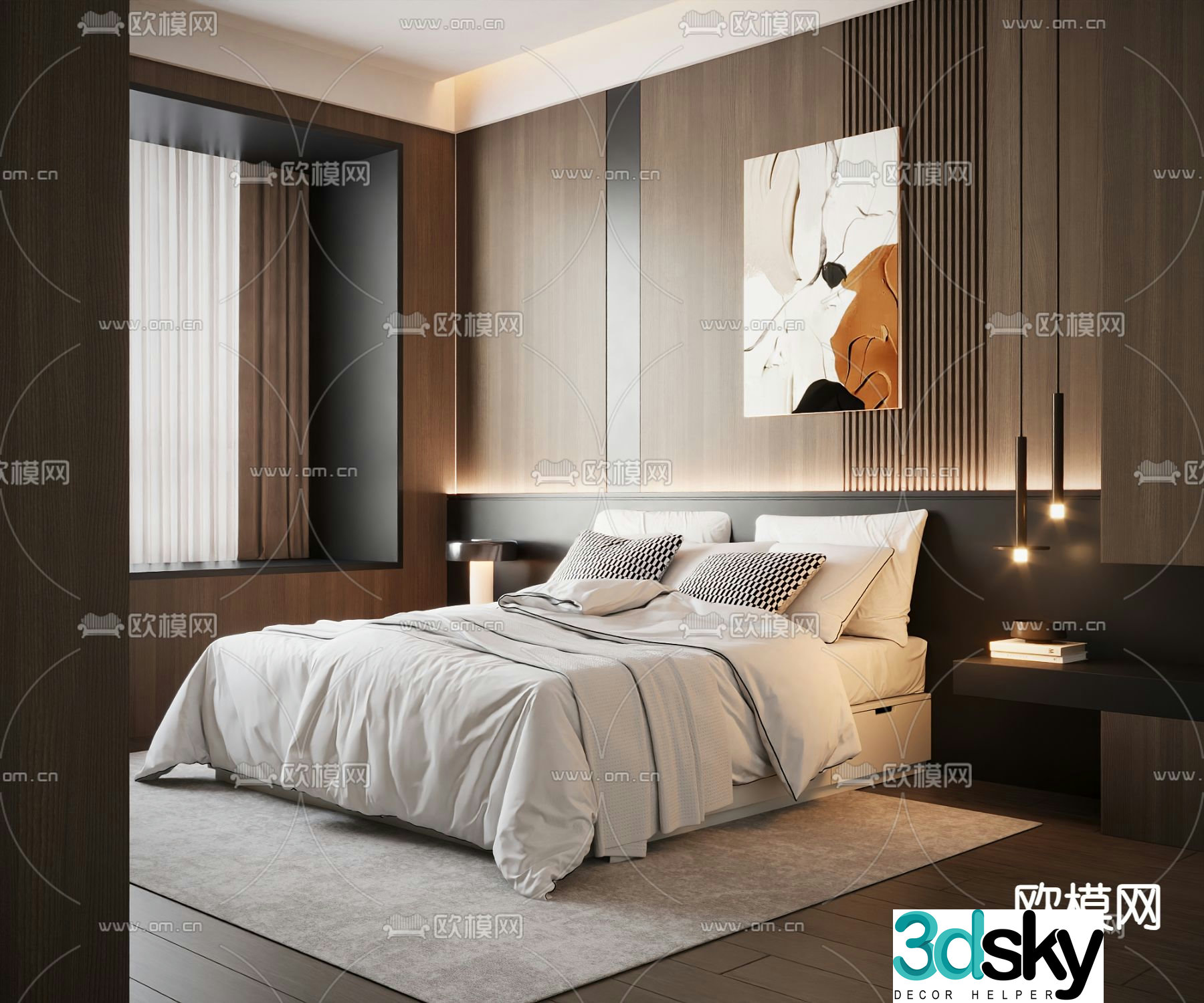 Italian double bed 3d model