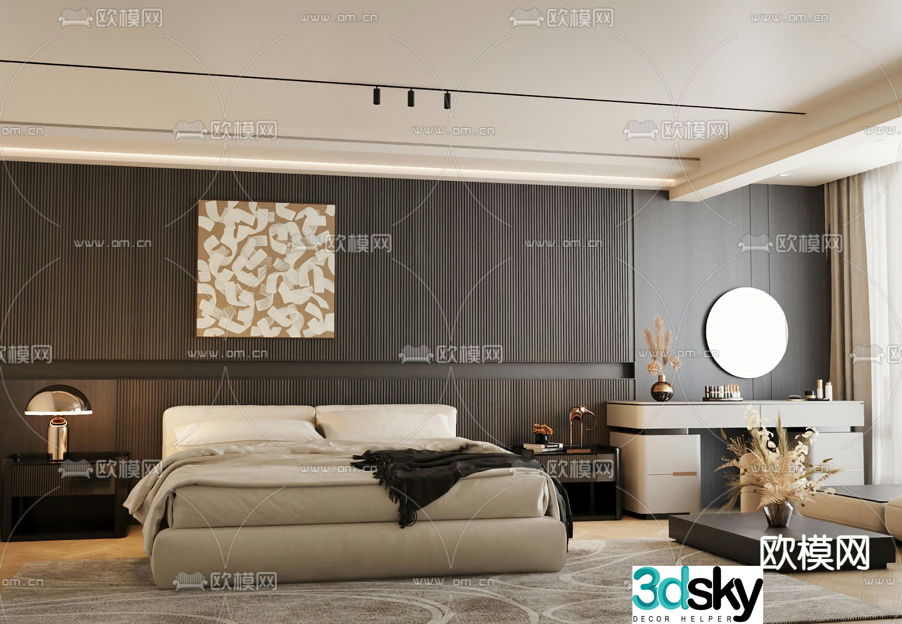 Italian double bed 3d model