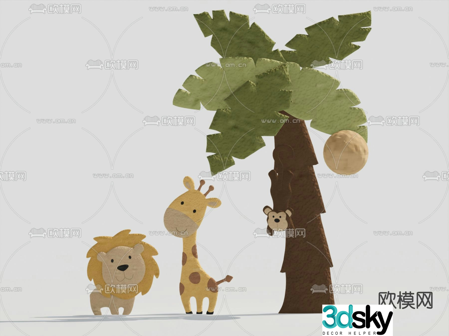 Cartoon toys doll hanging tree monkey 3d model