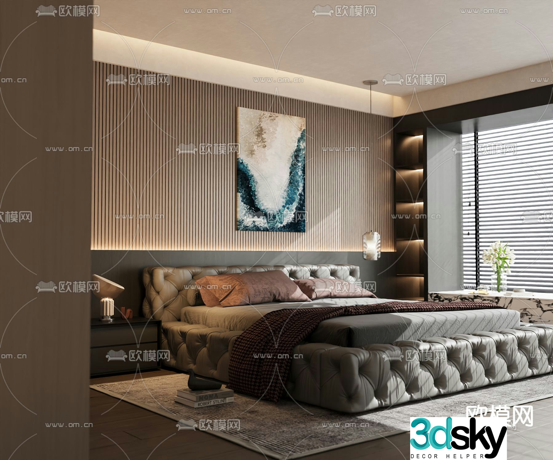 Italian double bed 3d model
