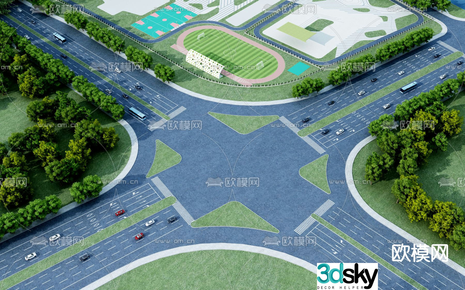 Modern road facilities 3d model