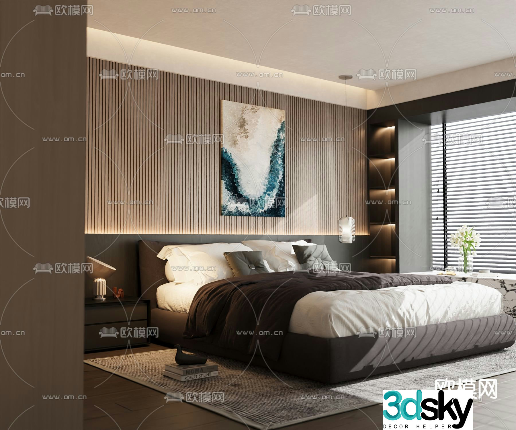 Italian double bed 3d model