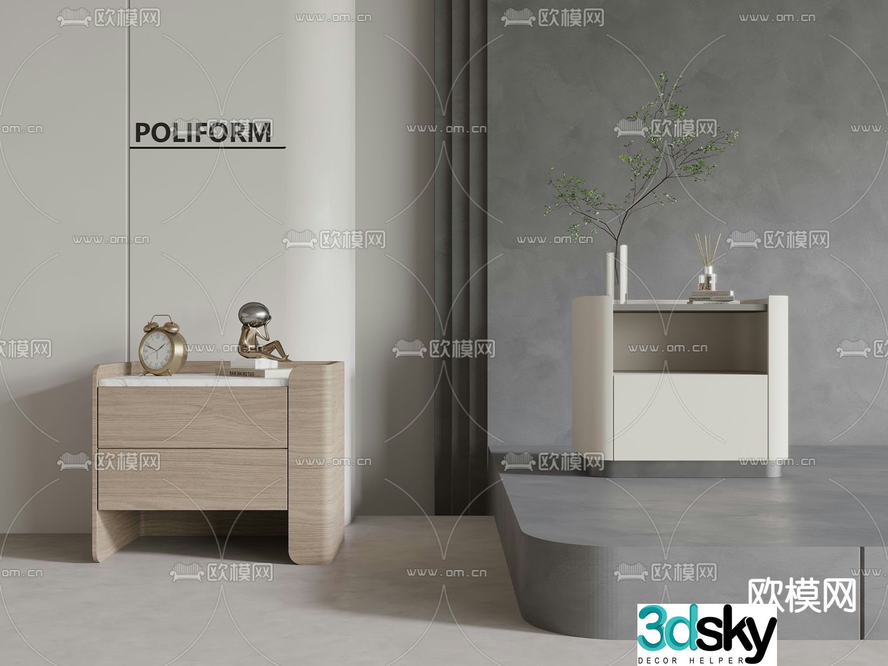 Modern bedside table 3d model