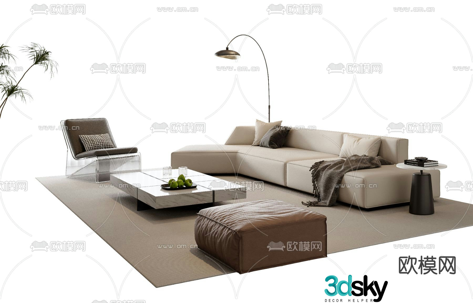 Modern sofa set 3d model
