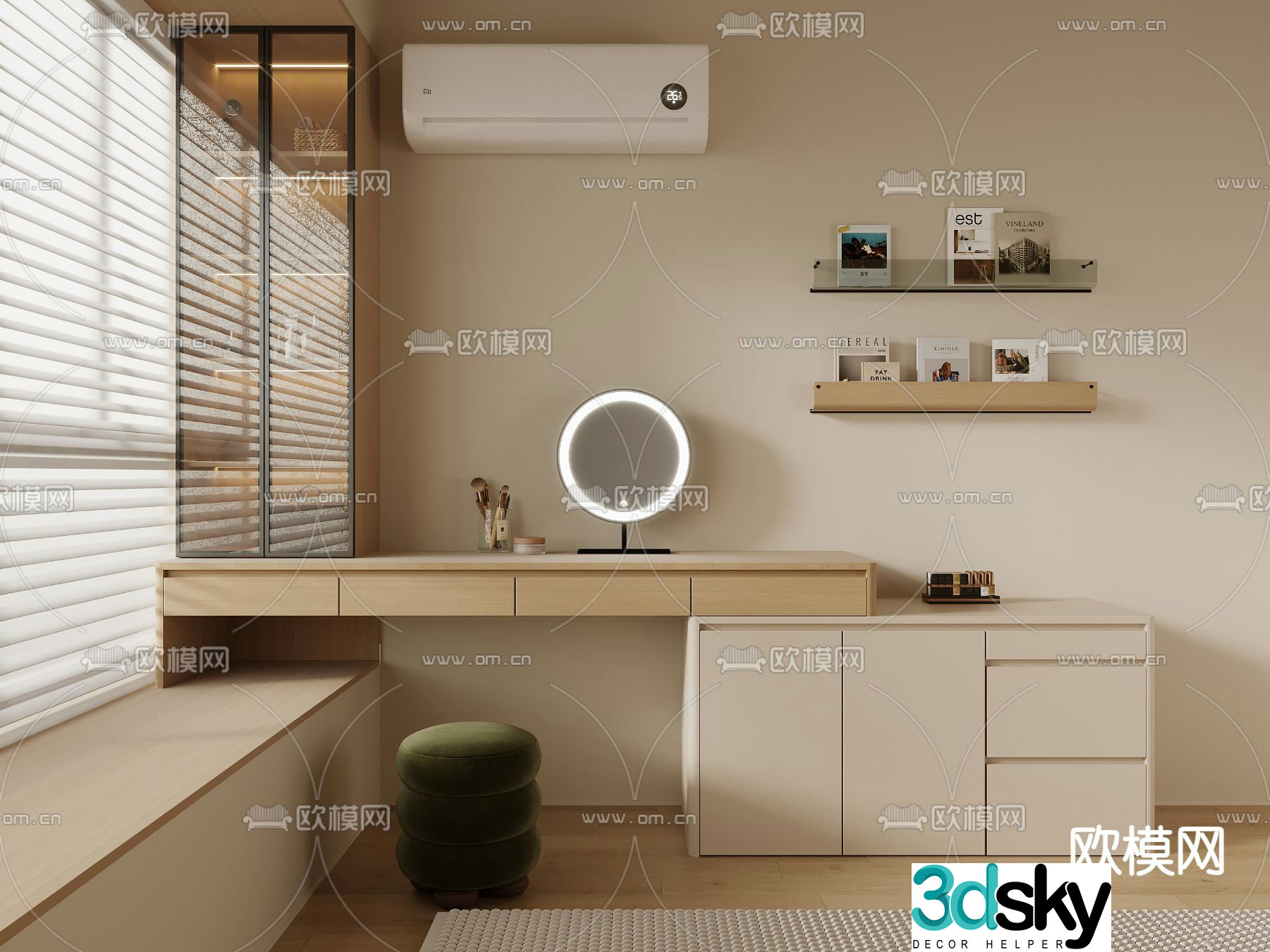Cream style dresser 3d model