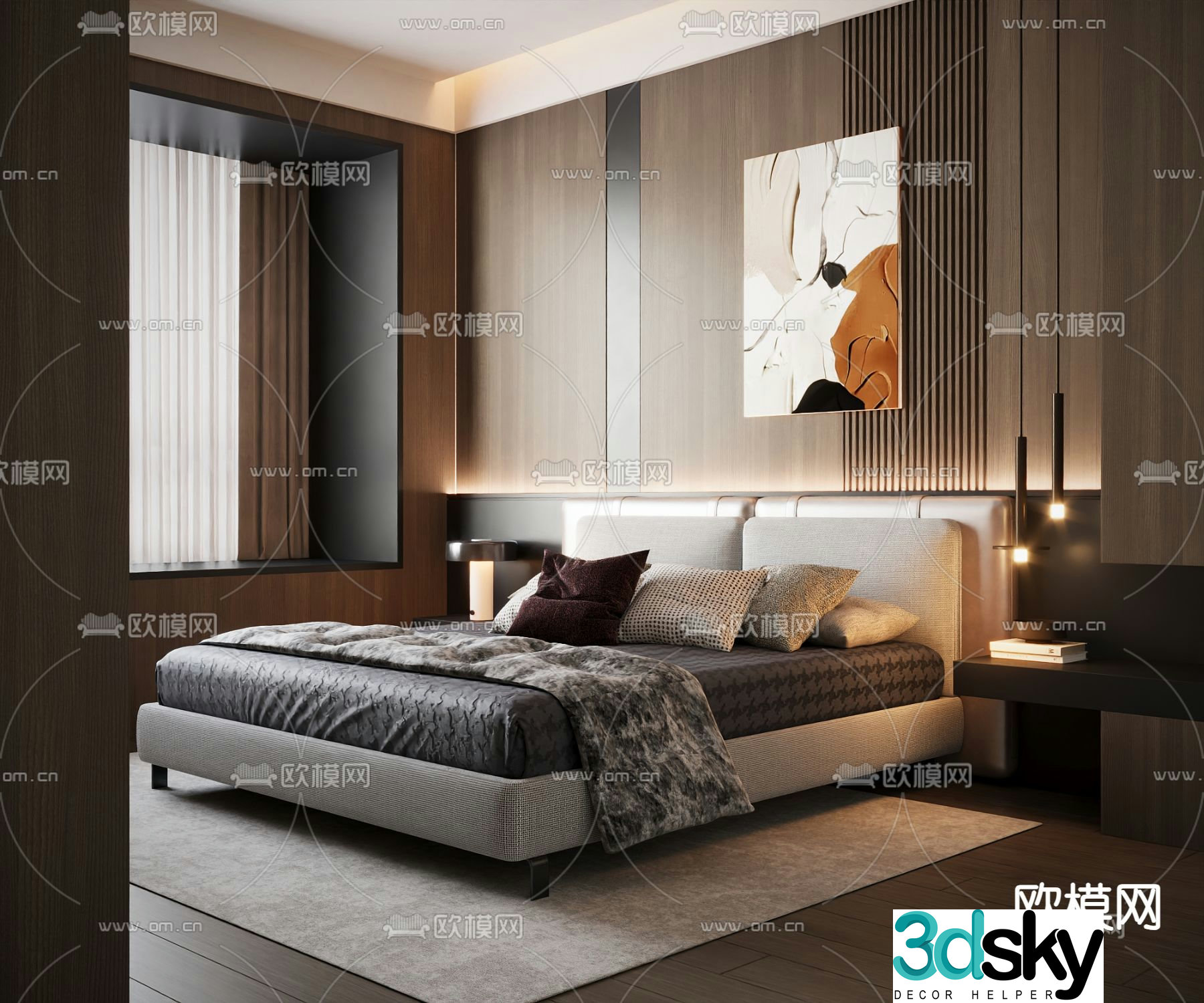 Italian double bed 3d model