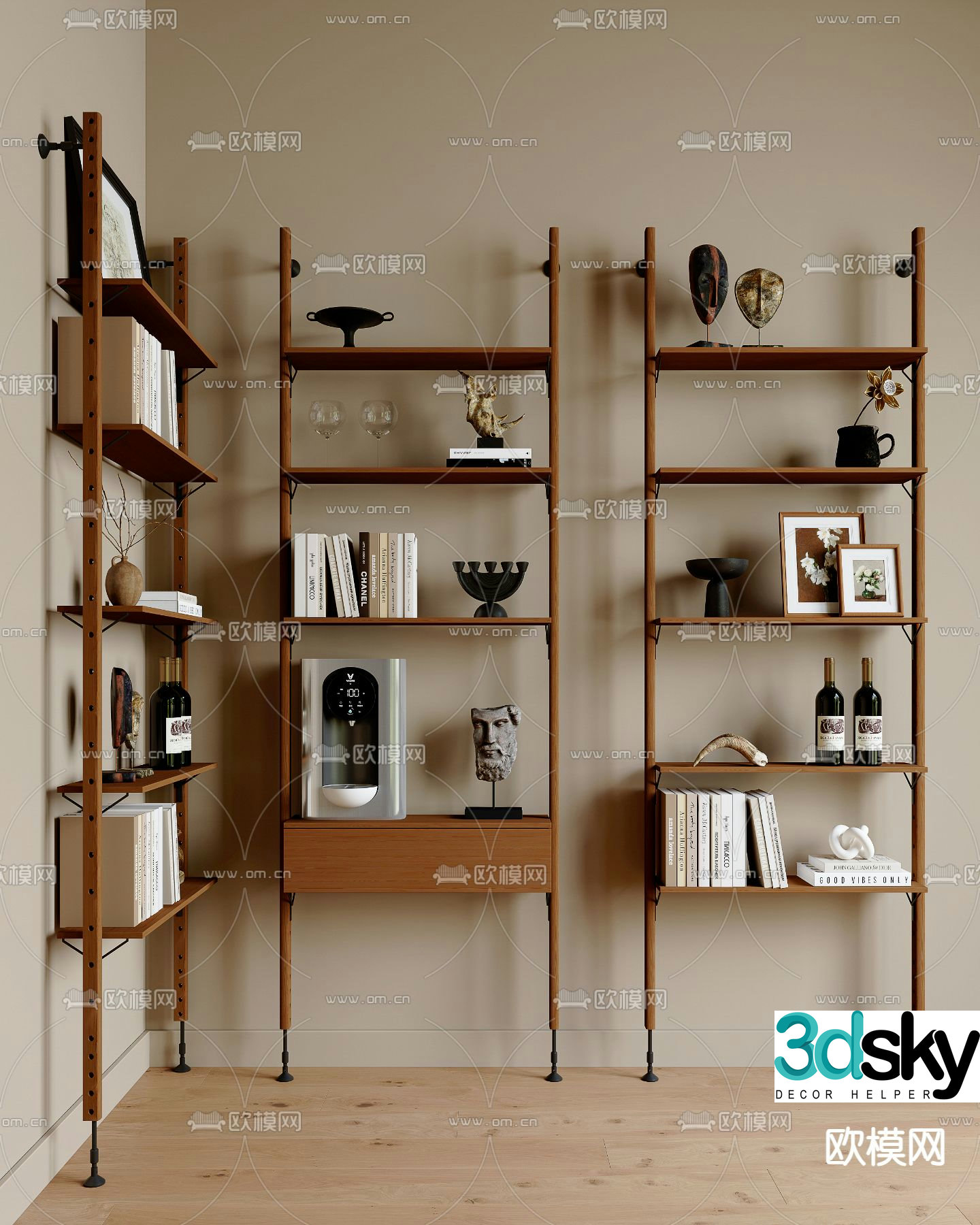 Middle style shelf bookshelf 3D model