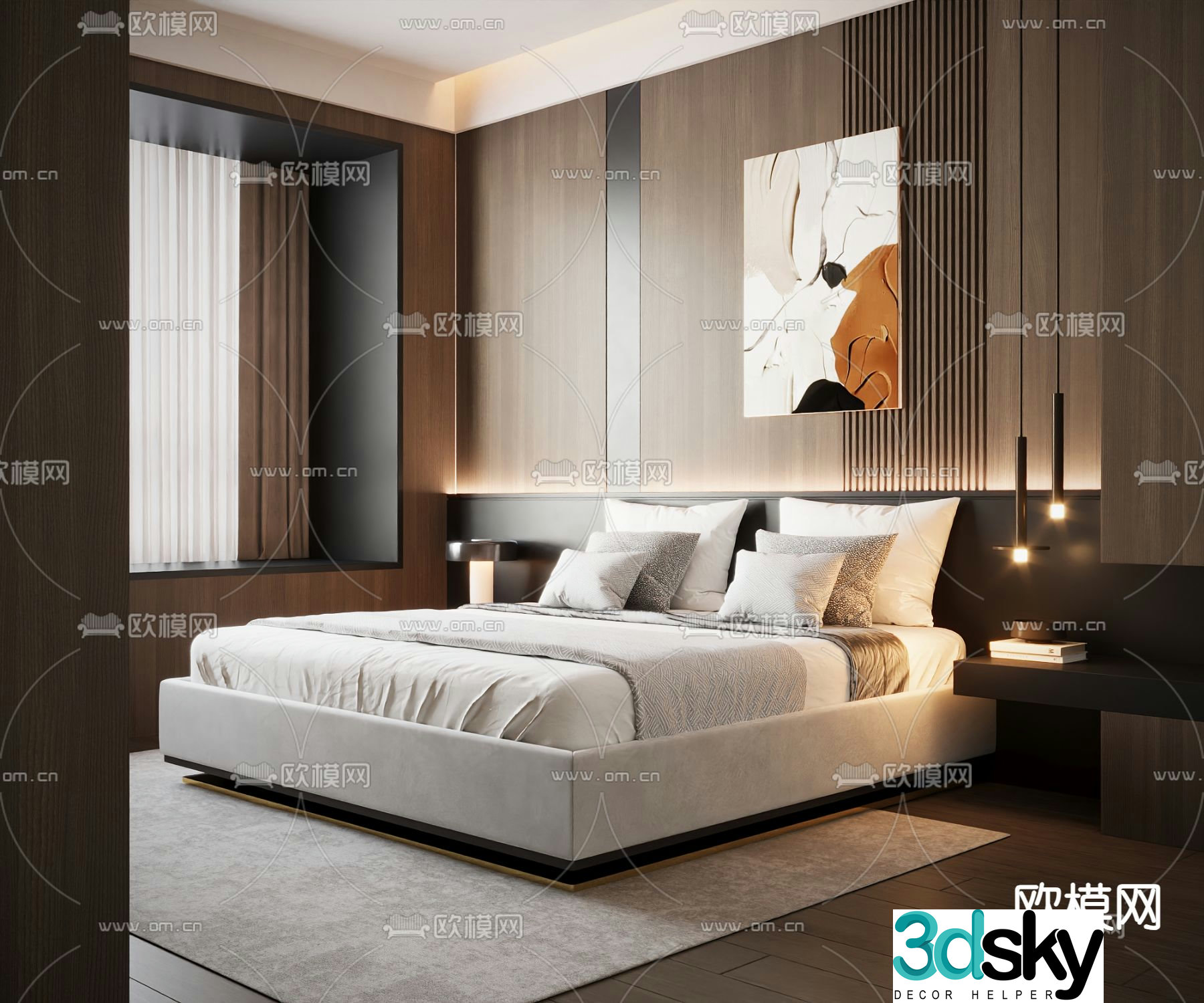 Italian double bed 3d model
